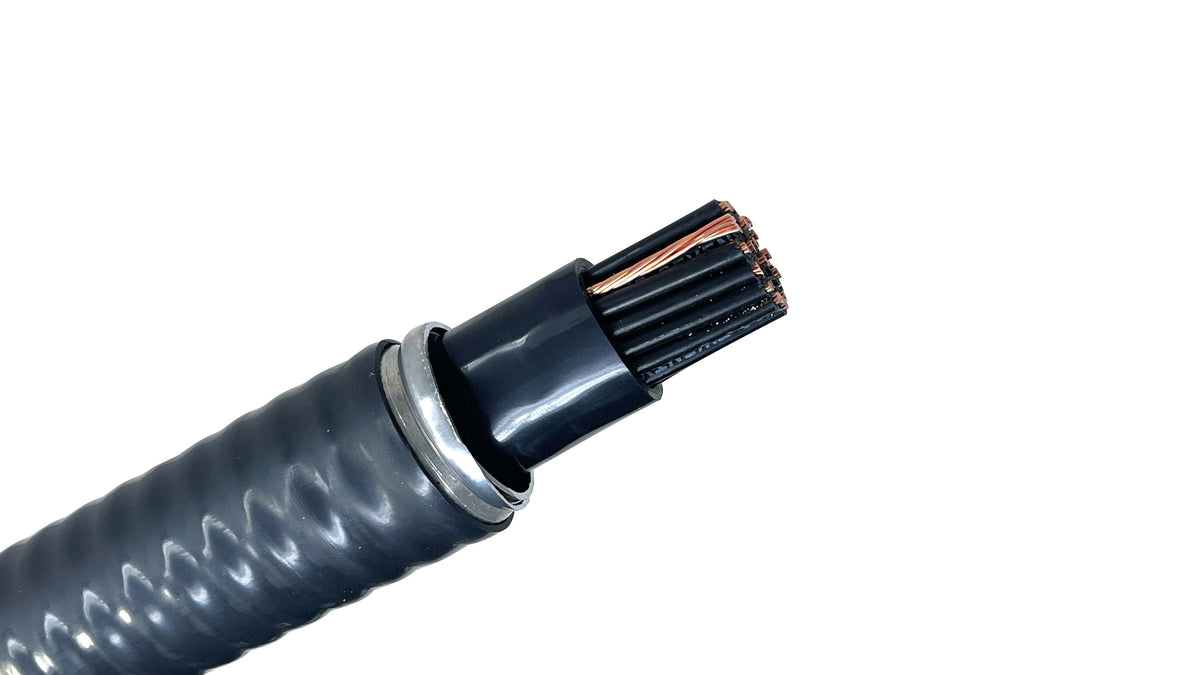 10/25 Teck 90 Cable, 600V Aluminum Interlocked Armor, 10 AWG 25 Conductor Multi-Conductor Control Cable with Ground.