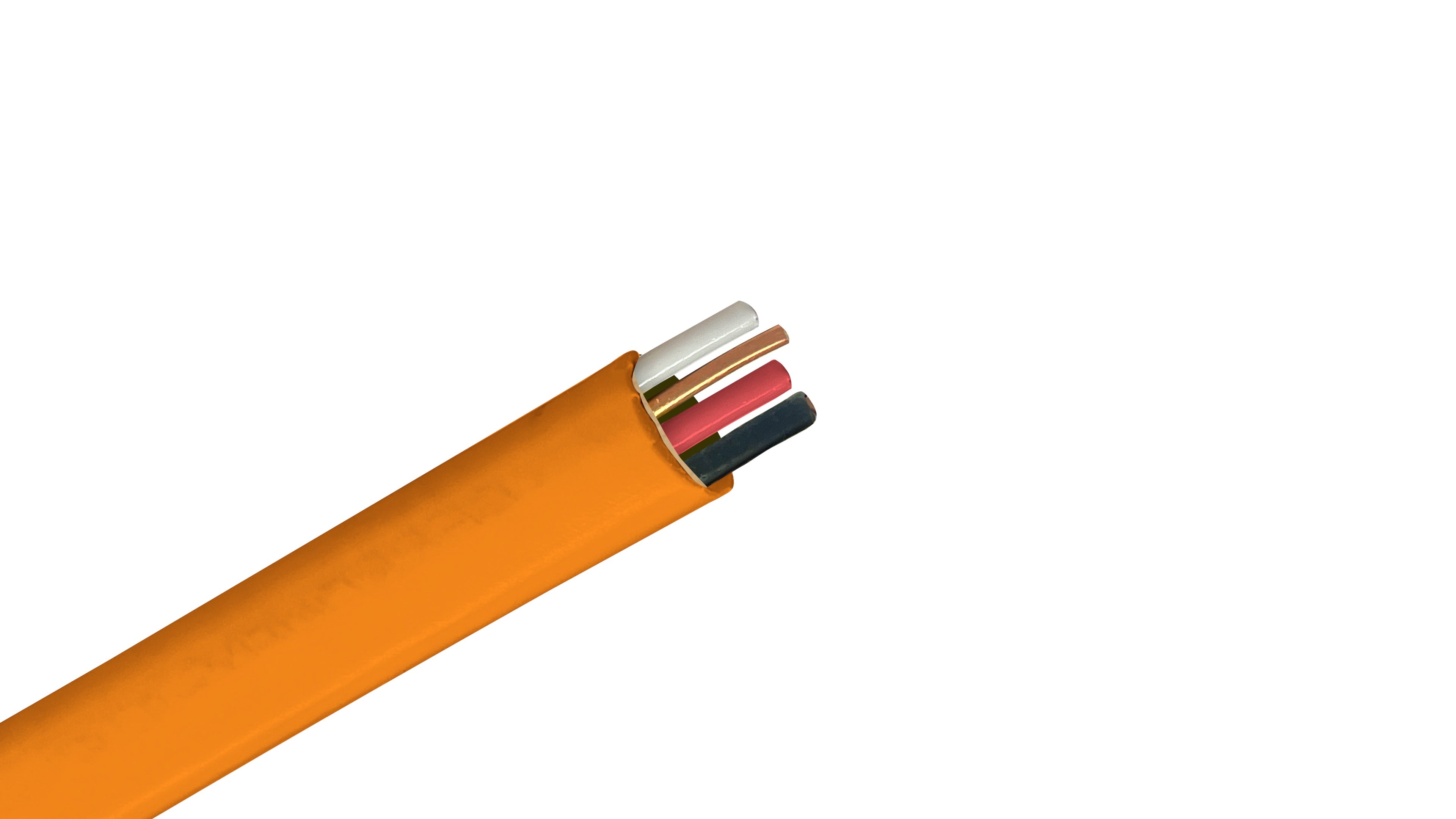 10/3 NM-B Orange Jacket Cable, 10 AWG 3-Conductor with Ground, 30A Rated, Residential Copper 120/240V Wire, Romex.