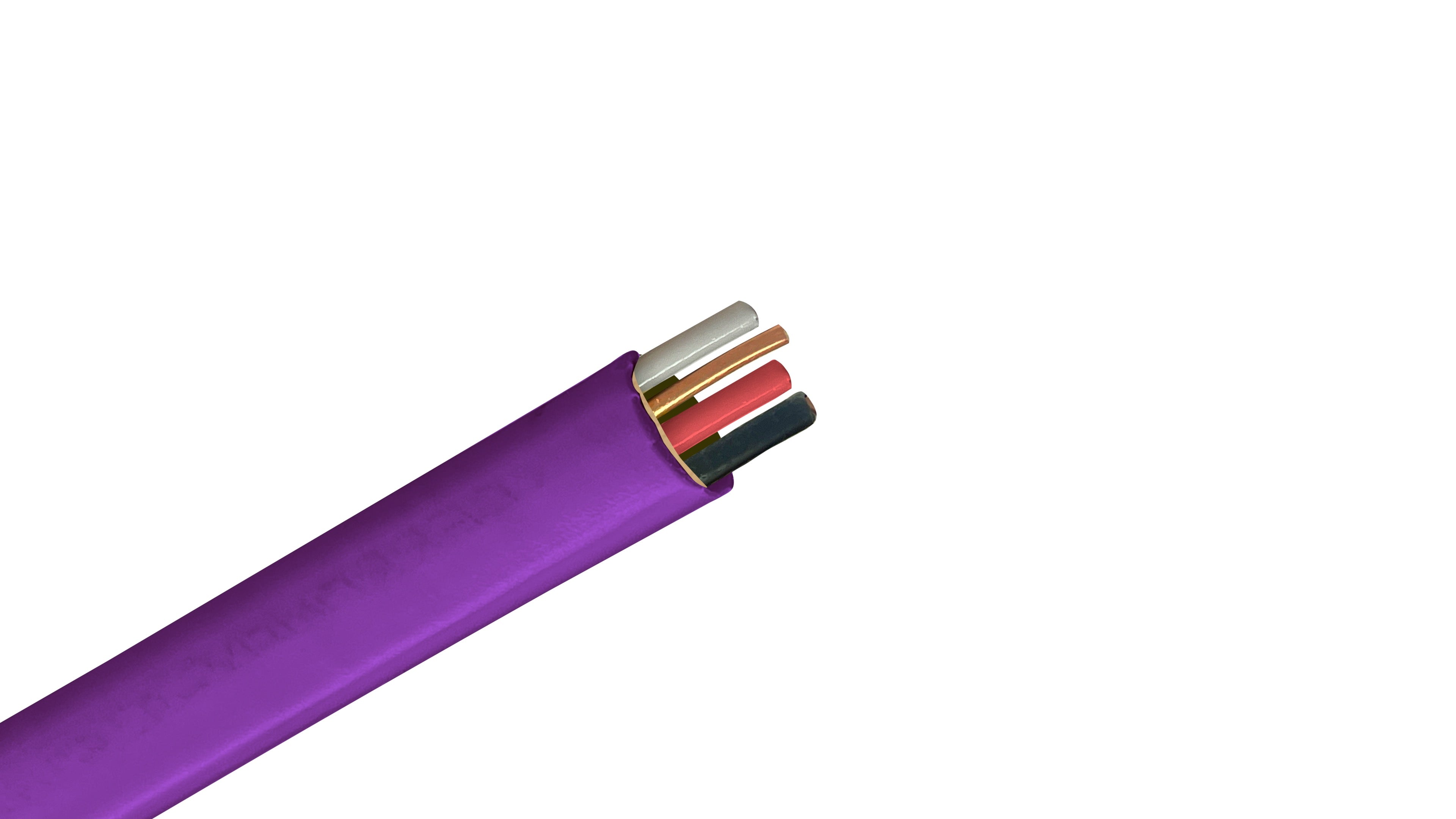 12/3 NM-B Purple Jacket Cable, 12 AWG 3-Conductor with Ground, 20A Rated, Specialty Residential Copper Wire, Romex.