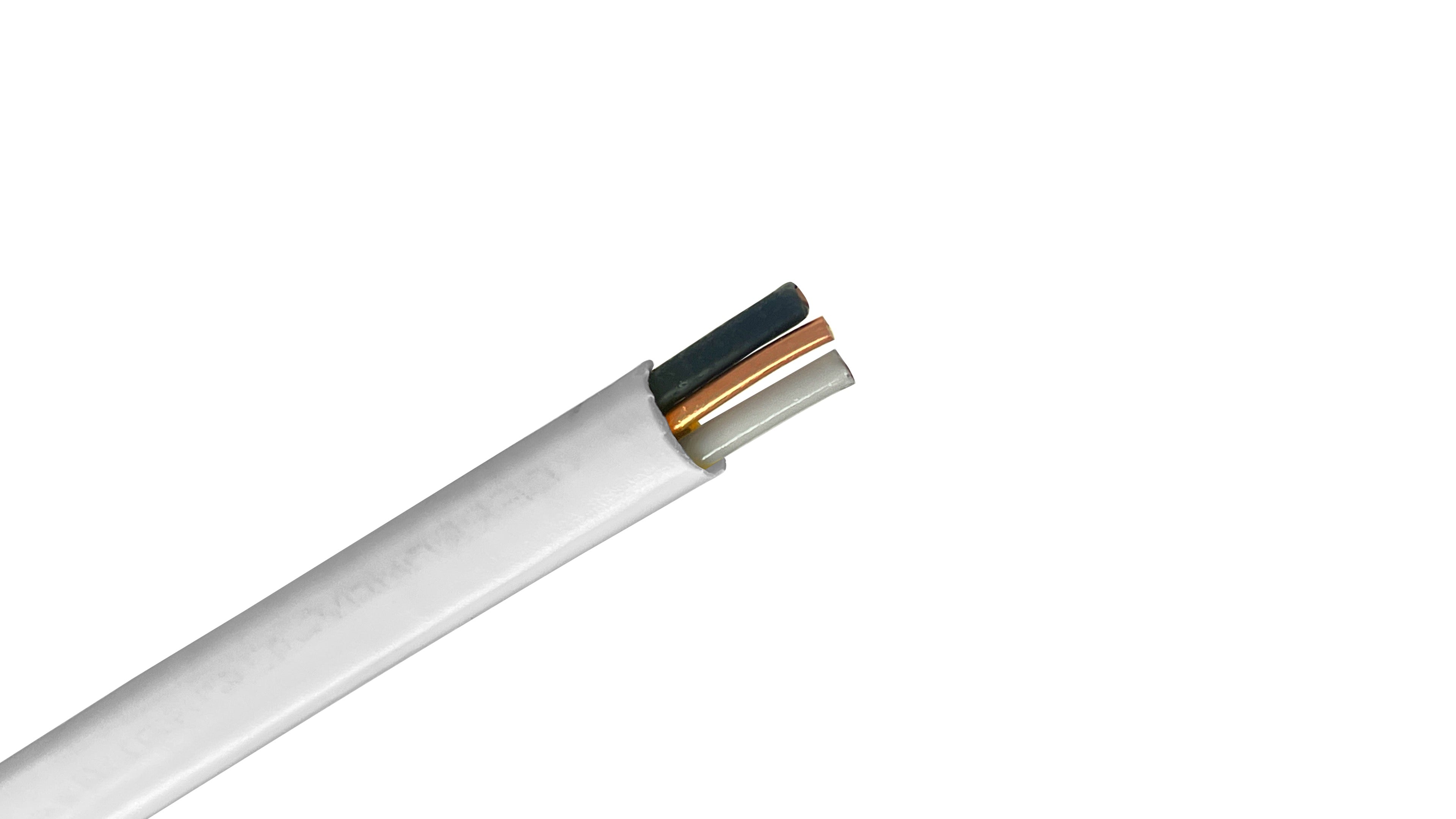 14/2 NM-B White Jacket Cable, 14 AWG 2-Conductor with Ground, 15A Rated, Residential Copper Lighting & Outlet Wire, Romex.