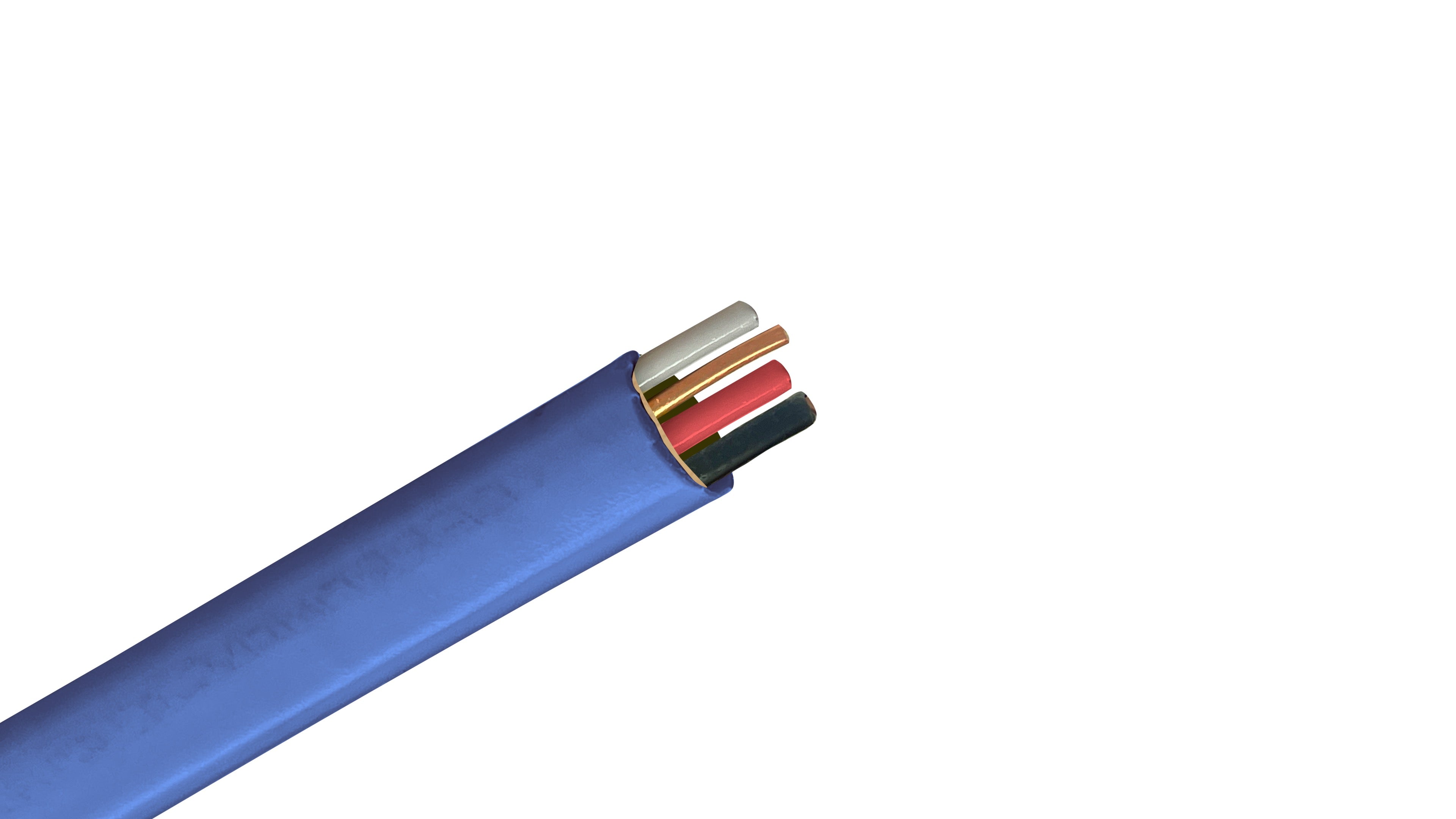 14/3 NM-B Blue Jacket Cable, 14 AWG 3-Conductor with Ground, 15A Rated, AFCI Specialty Residential Copper Wire, Romex.