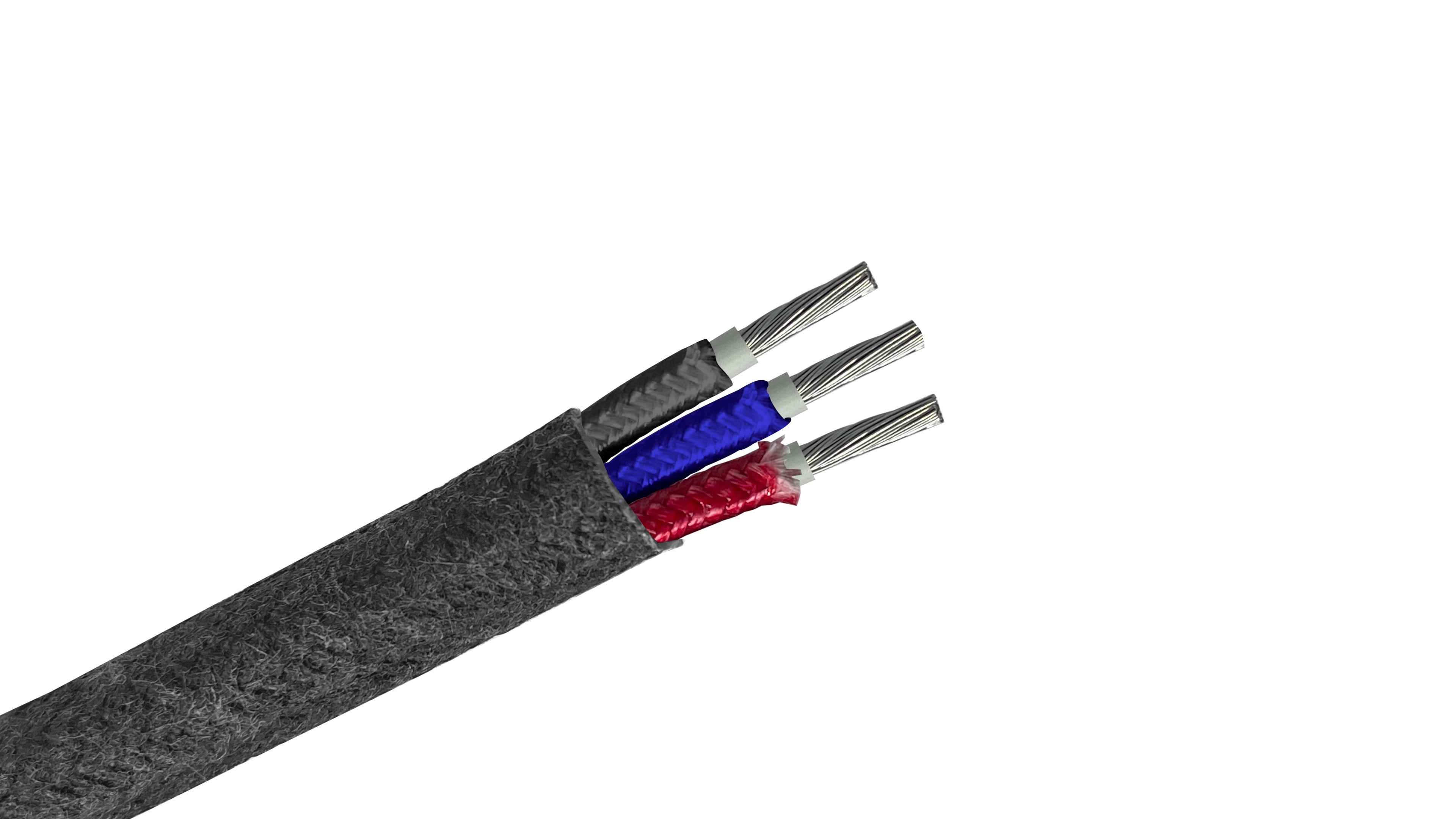 14/3 SRG-K 200°C High Temp Wire, 14 AWG 3-Conductor, Silicone Insulation & K-Fiber Braid, Flexible Tinned Copper Lead Wire.