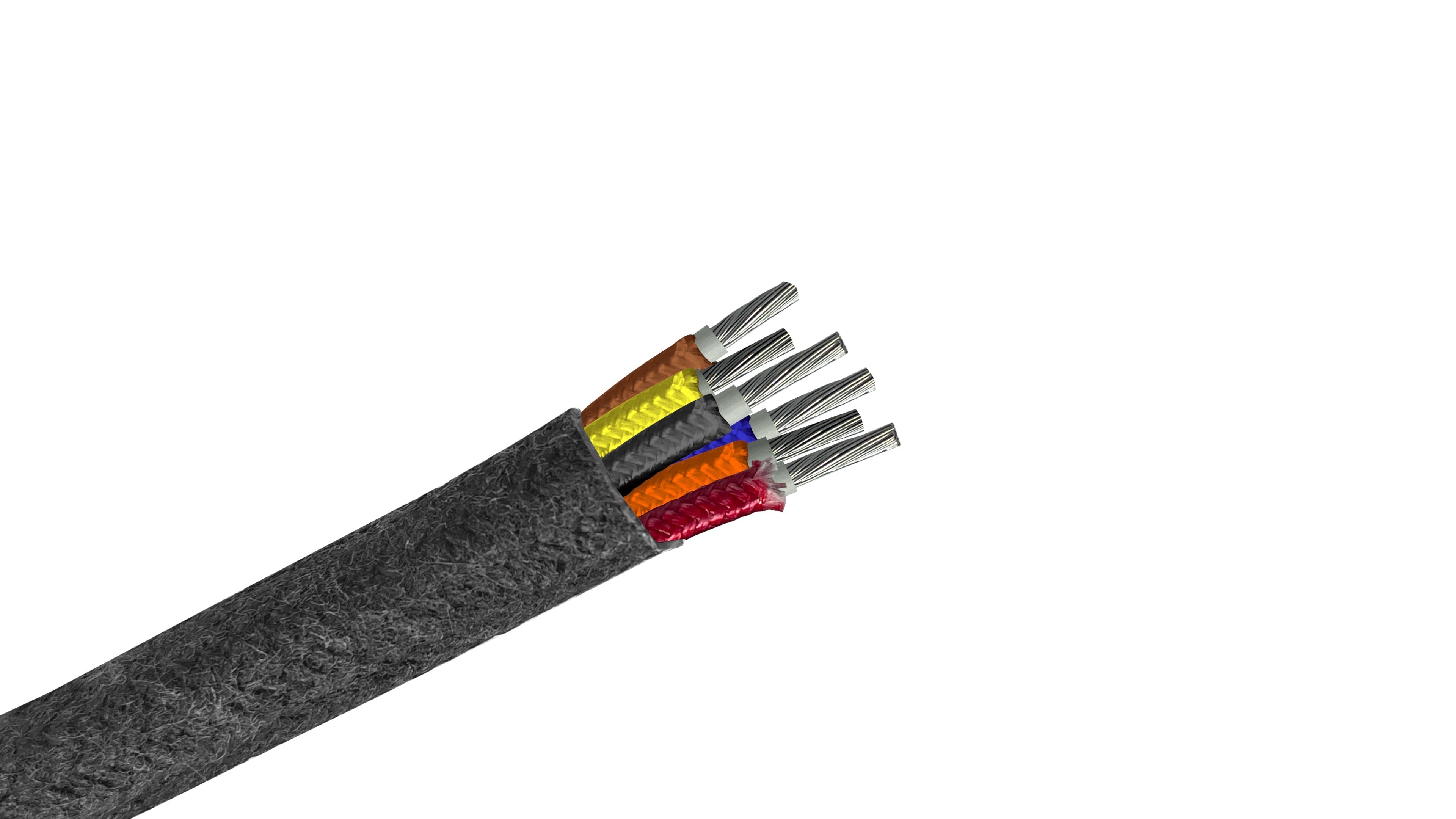 14/7 SRG-K 200°C High Temp Wire, 14 AWG 7-Conductor, Silicone Insulation & K-Fiber Braid, Flexible Tinned Copper Lead Wire.