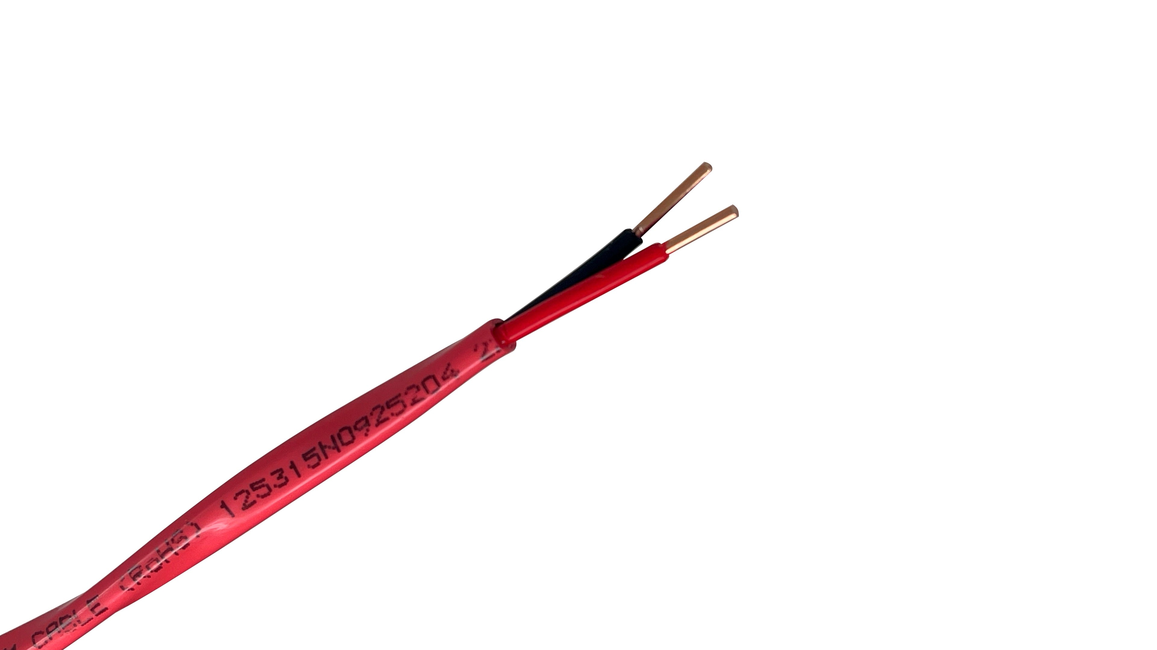 16/2C Unshielded FPLP Fire Alarm Cable, NYC Approved, 150C LL39 Rated Low Smoke Red Plenum Jacket, 16 AWG Solid Bare Copper.