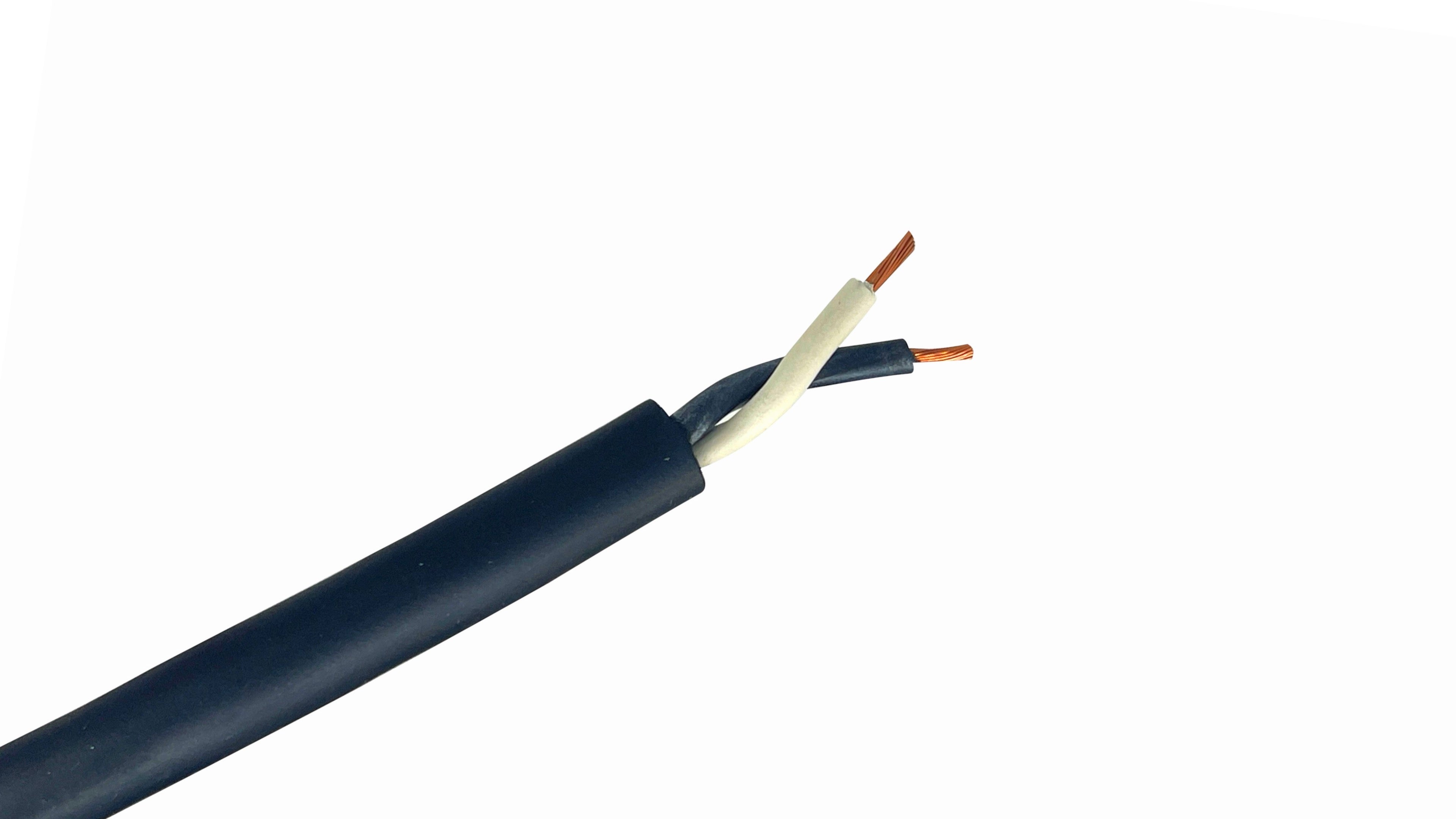 16/2 SOOW flexible 600V rubber cord, heavy-duty industrial portable power cable for small machinery and electrical leads.