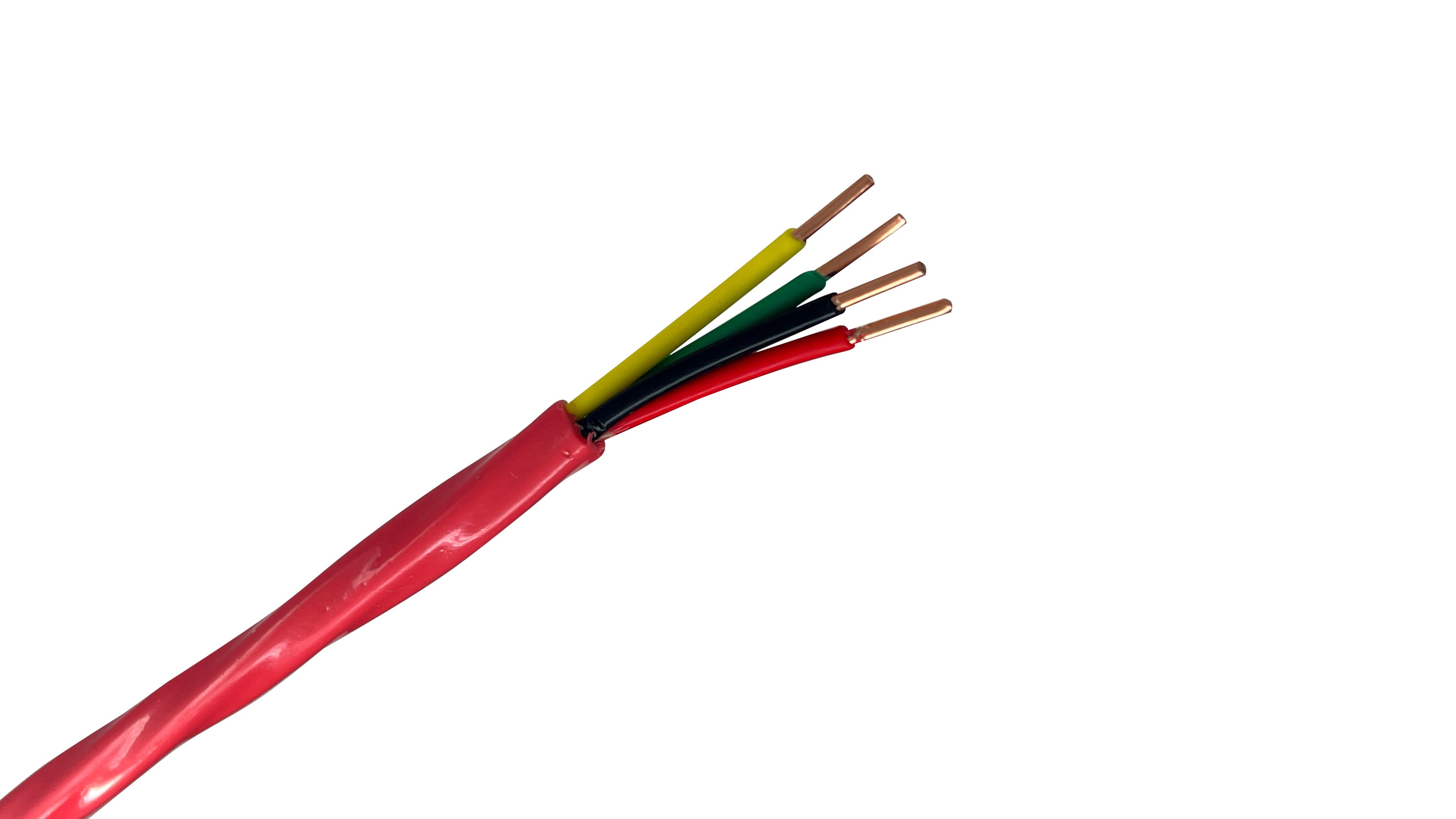 16/4 Unshielded FPLP Fire Alarm Cable, NYC Approved, 150C LL39 Rated Low Smoke Red Plenum Jacket, 16 AWG 4 Conductor.