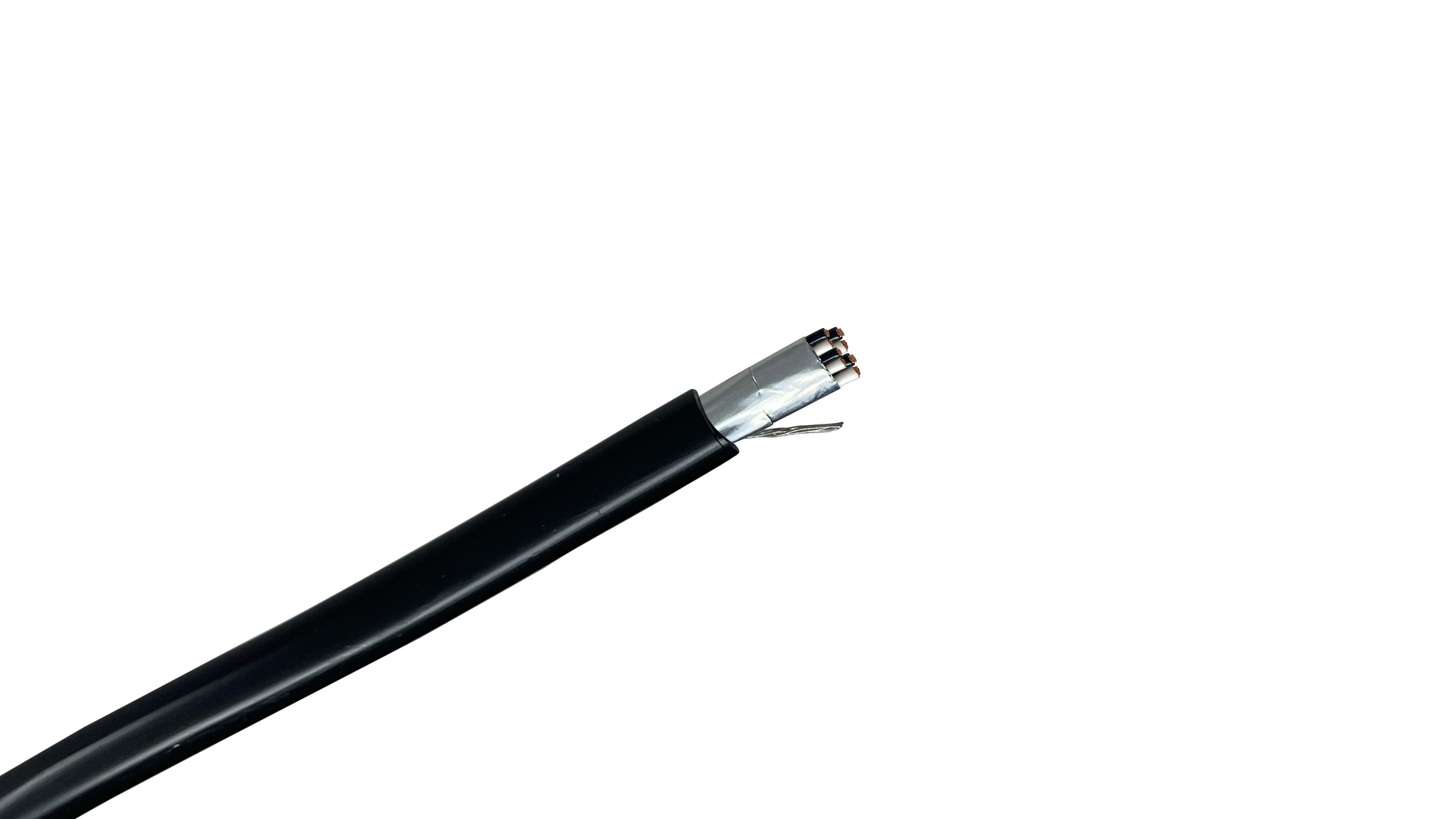4PR TC-ER 600V cable with overall shield, designed for noise-free signal power transmission in exposed industrial runs.