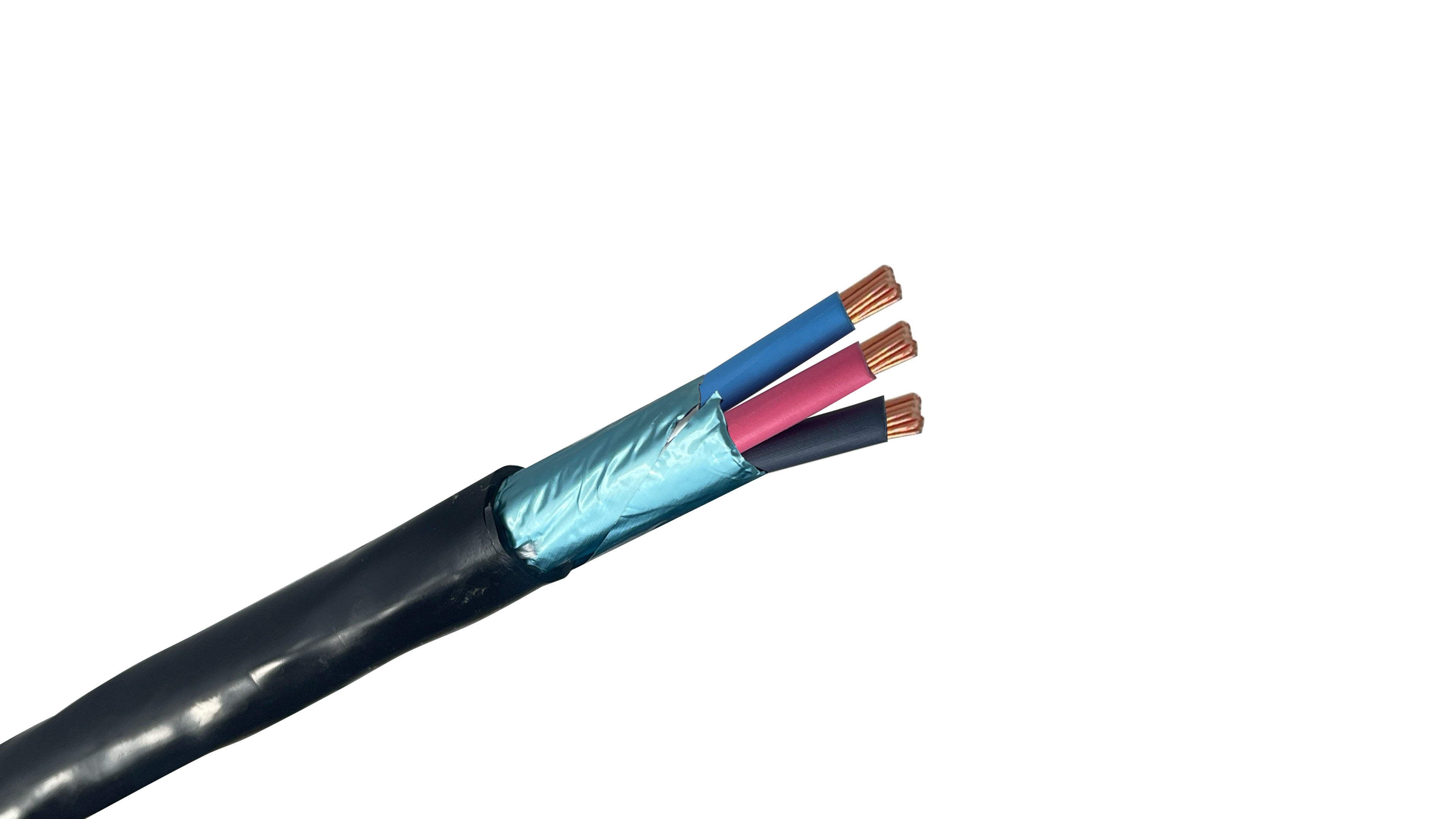 18/3 Shielded VNTC Tray Cable, Black Red Blue TFFN, Aluminum Foil Shield with Drain Wire, 600V Control & Signal Cable.