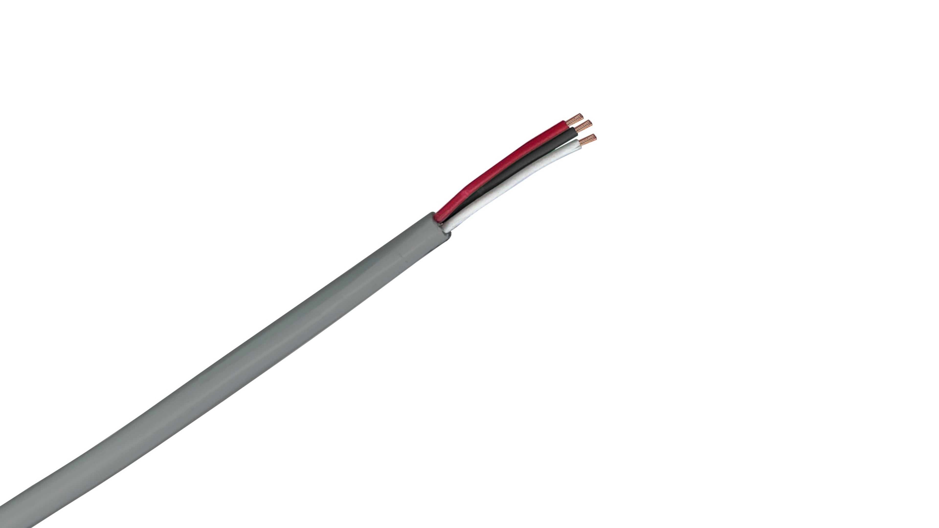 18/3 Security Cable, 18 AWG 3-Conductor Stranded BC, Unshielded CMR Riser Rated, Gray PVC Jacket, Multi-Zone Alarm Wire.
