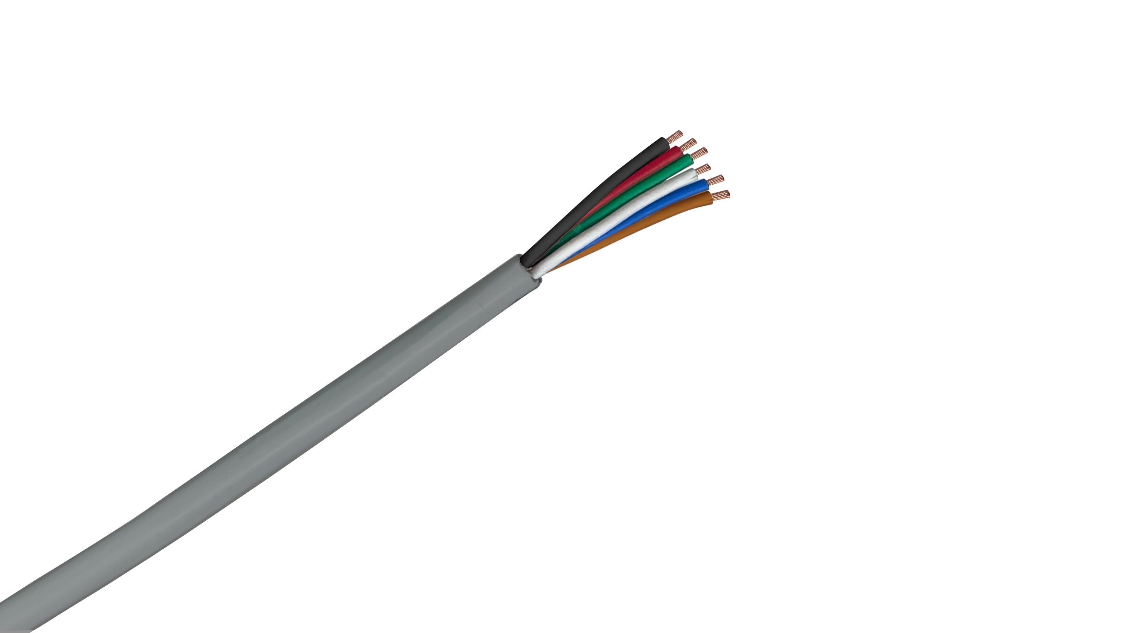18/6 Security Cable, 18 AWG 6-Conductor Stranded BC, Unshielded CMR Riser Rated, Gray PVC Jacket, Multi-Zone Alarm Wire.