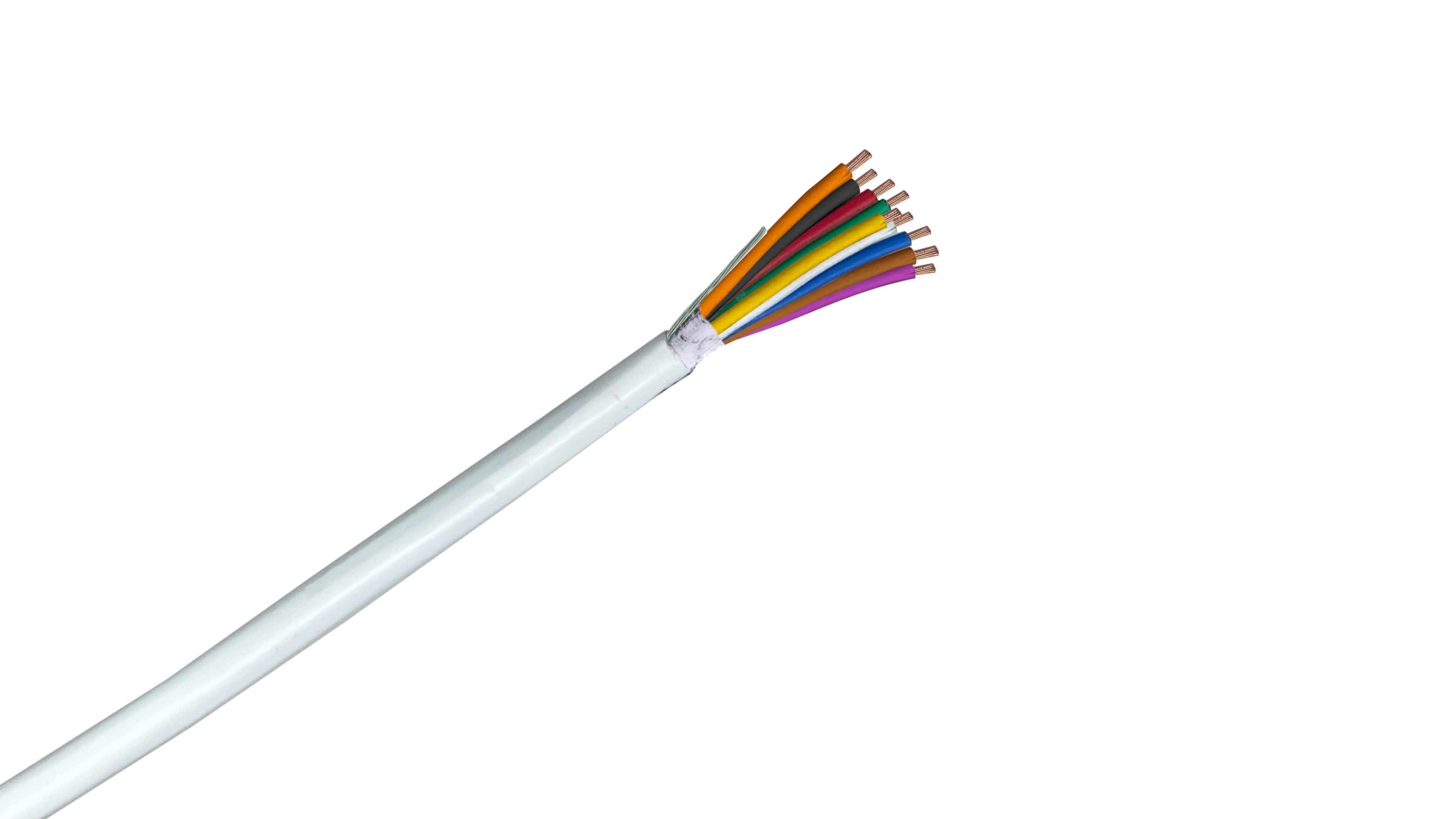 18/9 Shielded Security Cable, 18 AWG 9-Conductor Stranded, CMP Plenum Rated, Foil Shield with Drain, Low Voltage Power Wire.
