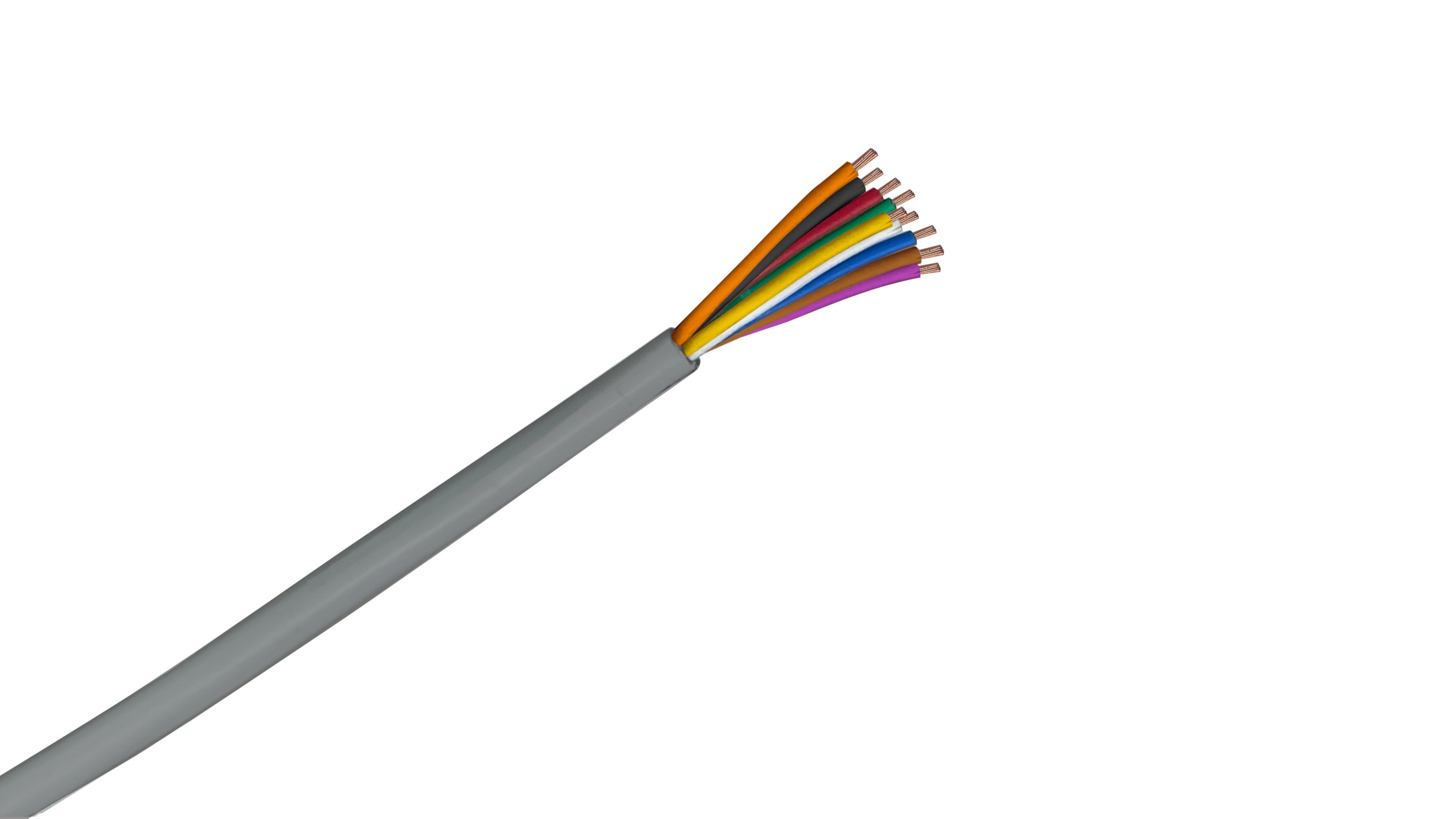 18/9 Security Cable, 18 AWG 9-Conductor Stranded BC, Unshielded CMR Riser Rated, Gray PVC Jacket, Multi-Zone Alarm Wire.