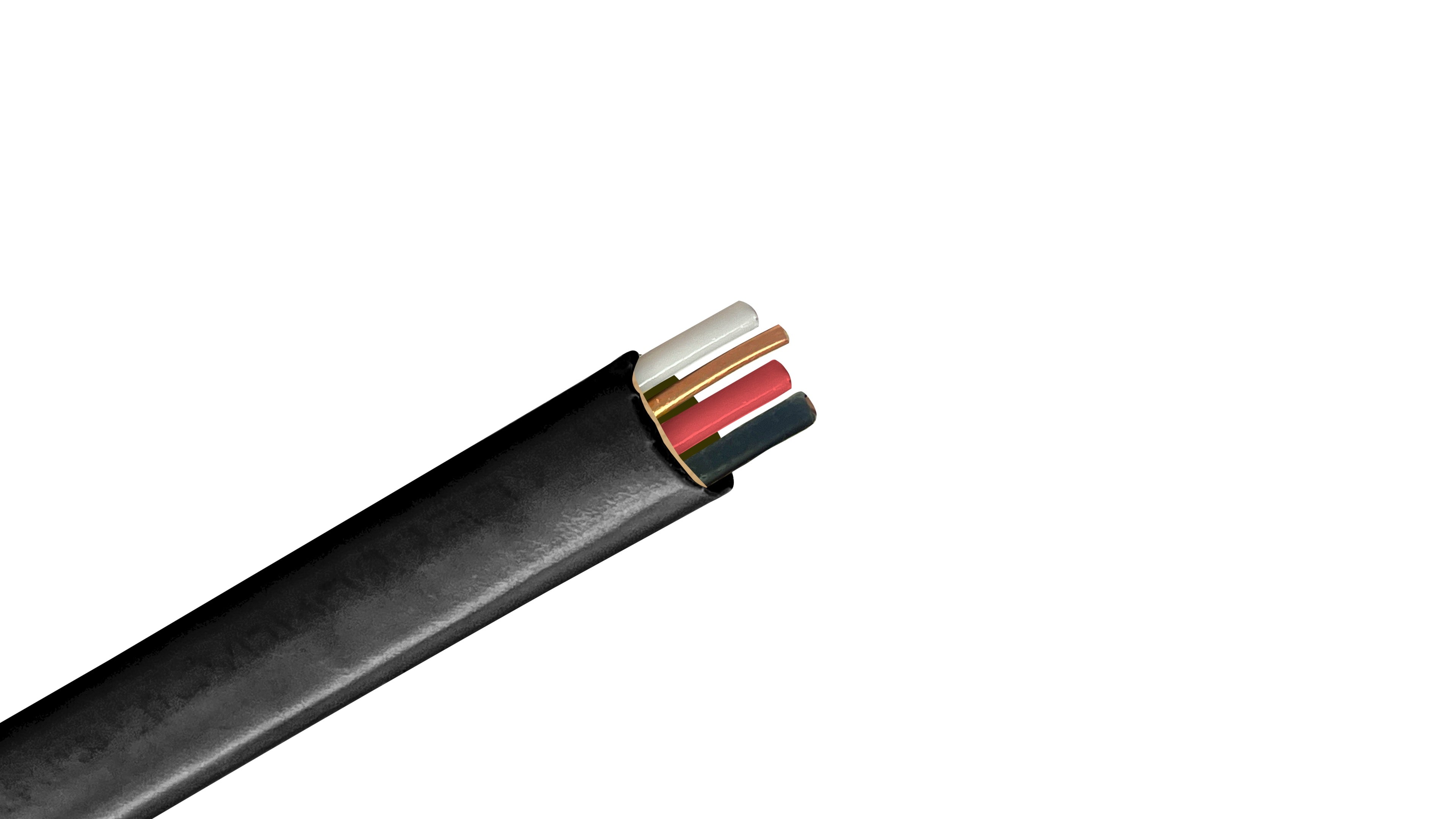 2/3 NM-B Black Jacket Cable, 2 AWG 3-Conductor with Ground, 100A Indoor Residential Feeder, Copper Romex.