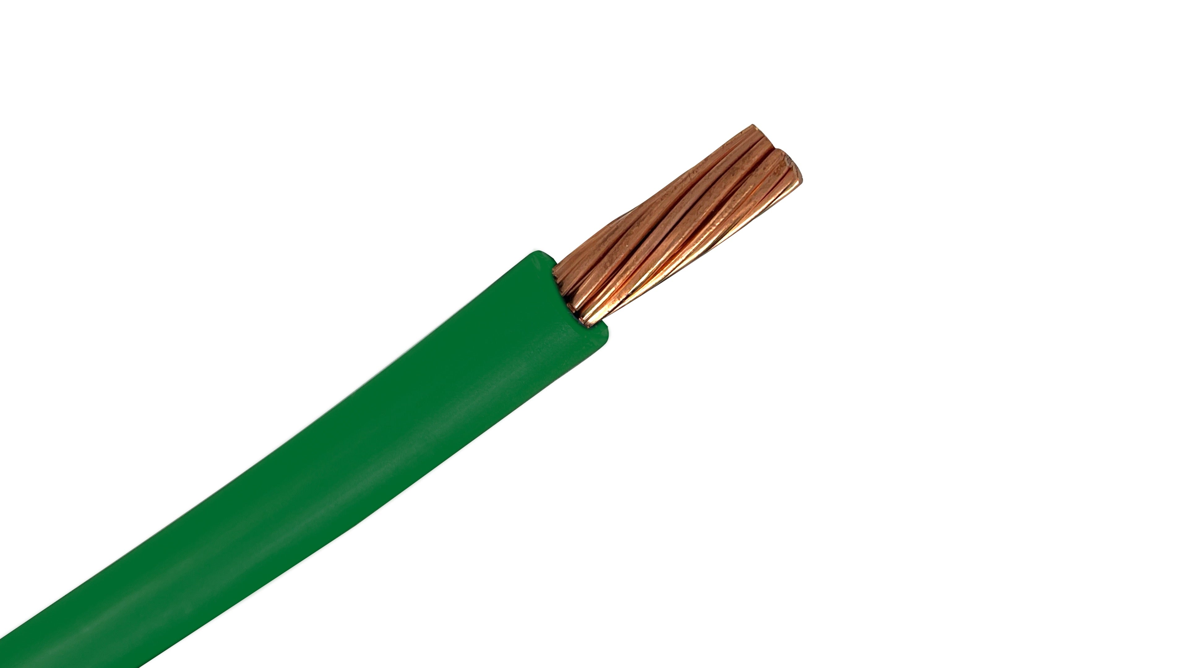 2 AWG Green Copper USE-2 Wire, XLP Insulation, 600V RHH/RHW-2 Rated, Sunlight Resistant Direct Burial Power Cable.