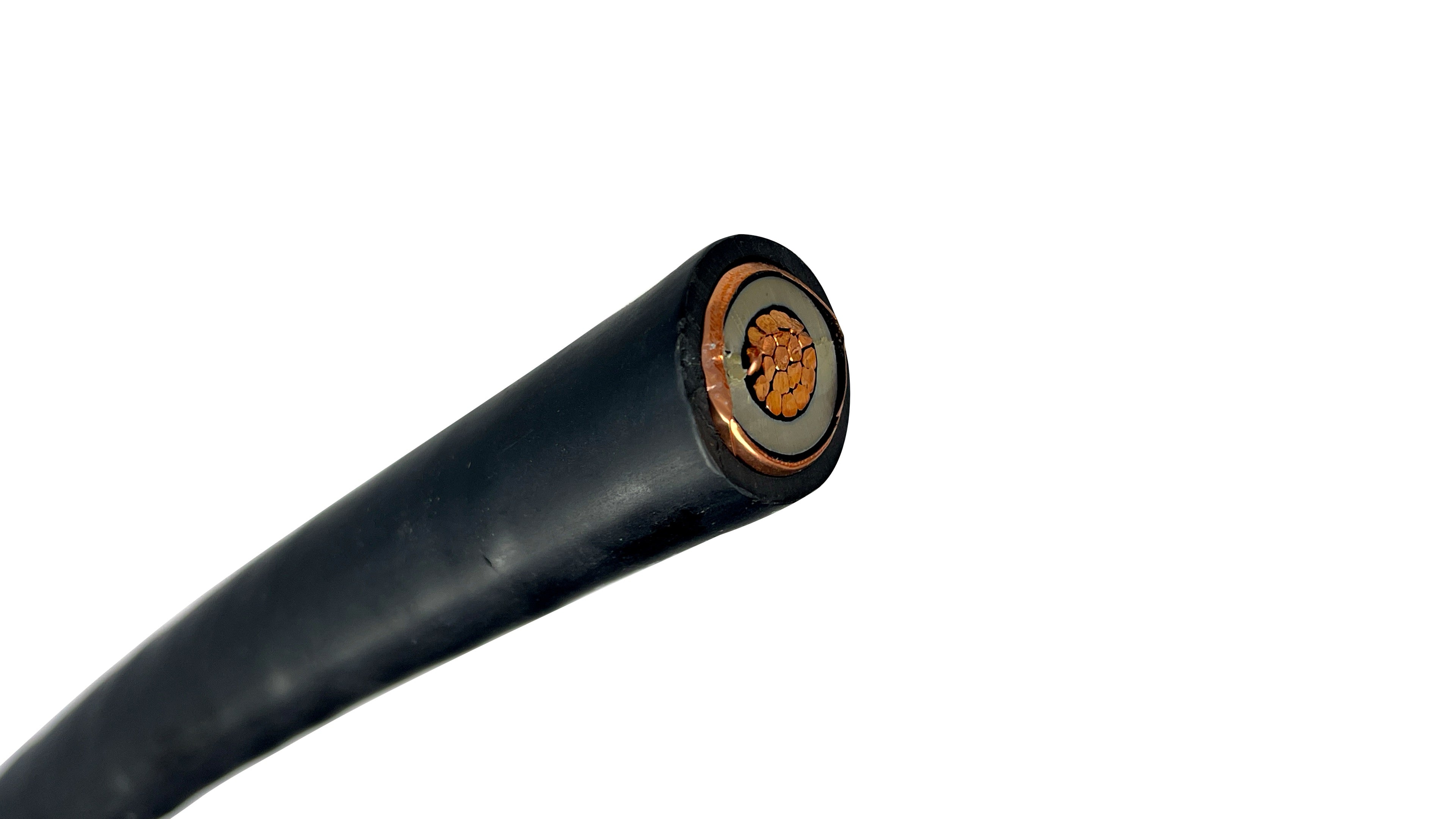 3/0 25kV MV-105 Power Cable, 105C EPR Insulation, 5 Mil Helical Copper Tape Shield, Black PVC Outer Protective Jacket.