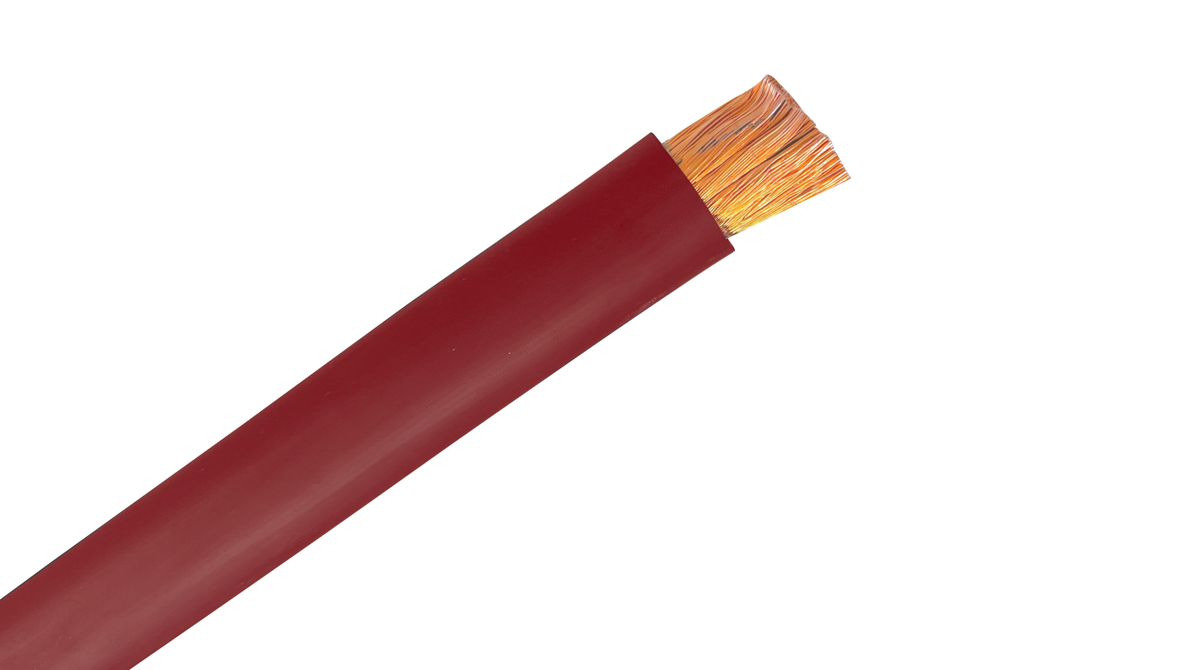 4/0 Red Flexible Welding Cable, Class K Stranded Copper, 600V EPDM Jacket, High-Amperage Battery Lead, Heat & Oil Resistant.