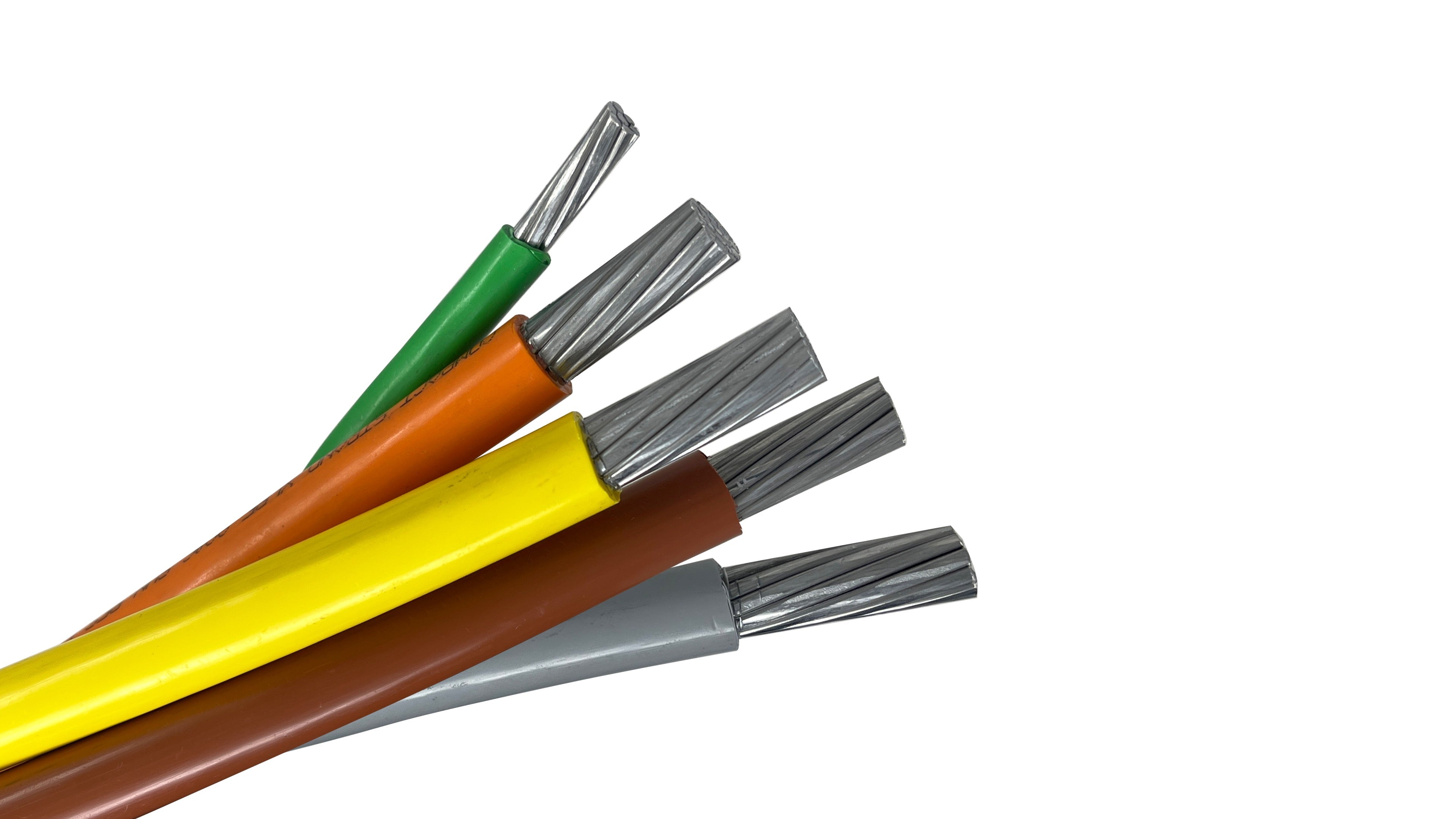 4 AWG 4C Priority-Plex Aluminum XHHW-2, Brown Orange Yellow Gray Phases & Neutral, Green Ground, 75A Industrial Feeder.