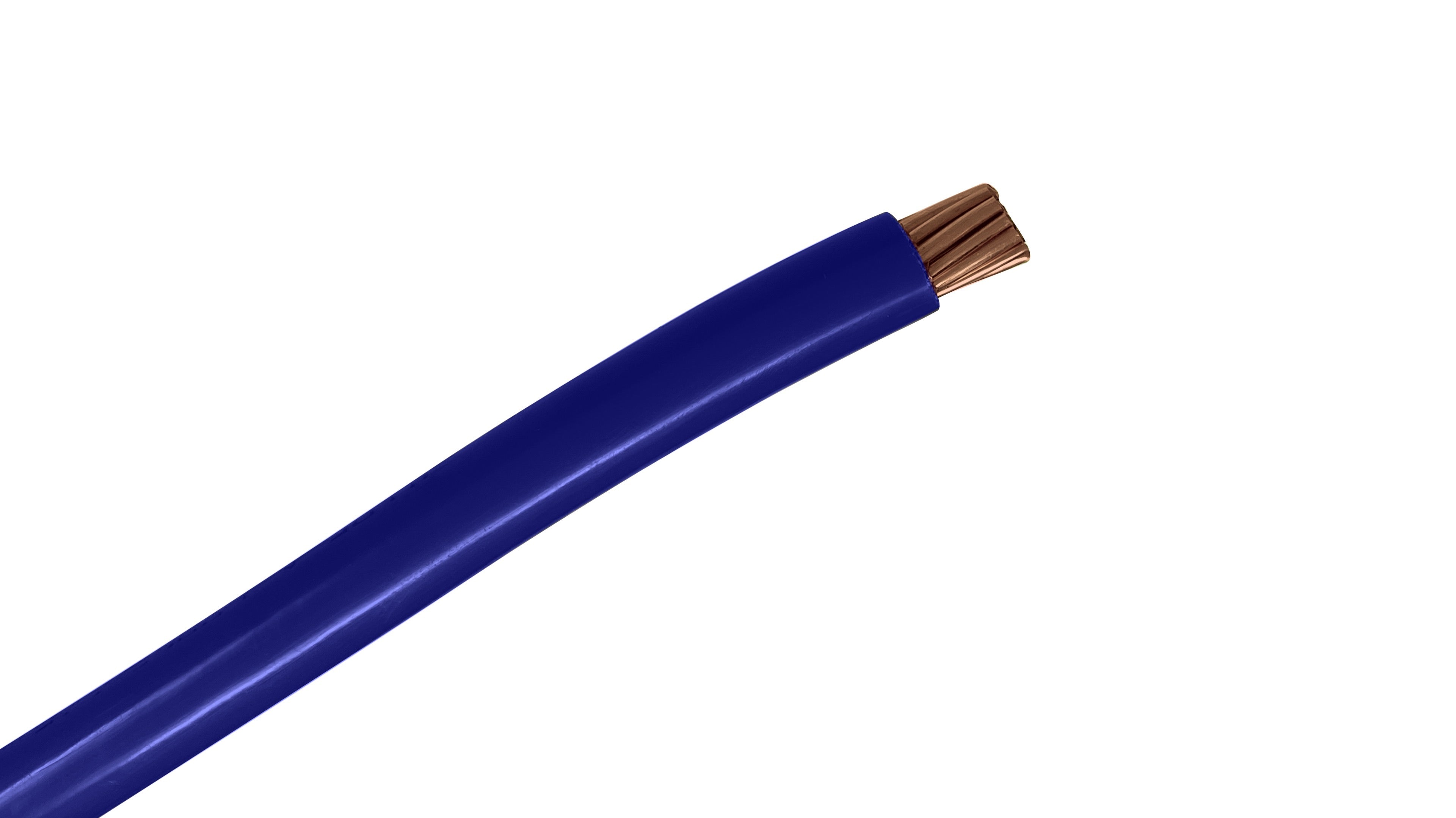 4 AWG THHN/THWN-2 Blue Copper Wire, Stranded 600V, 95A Rated, Phase Identification, Heat & Moisture Resistant.