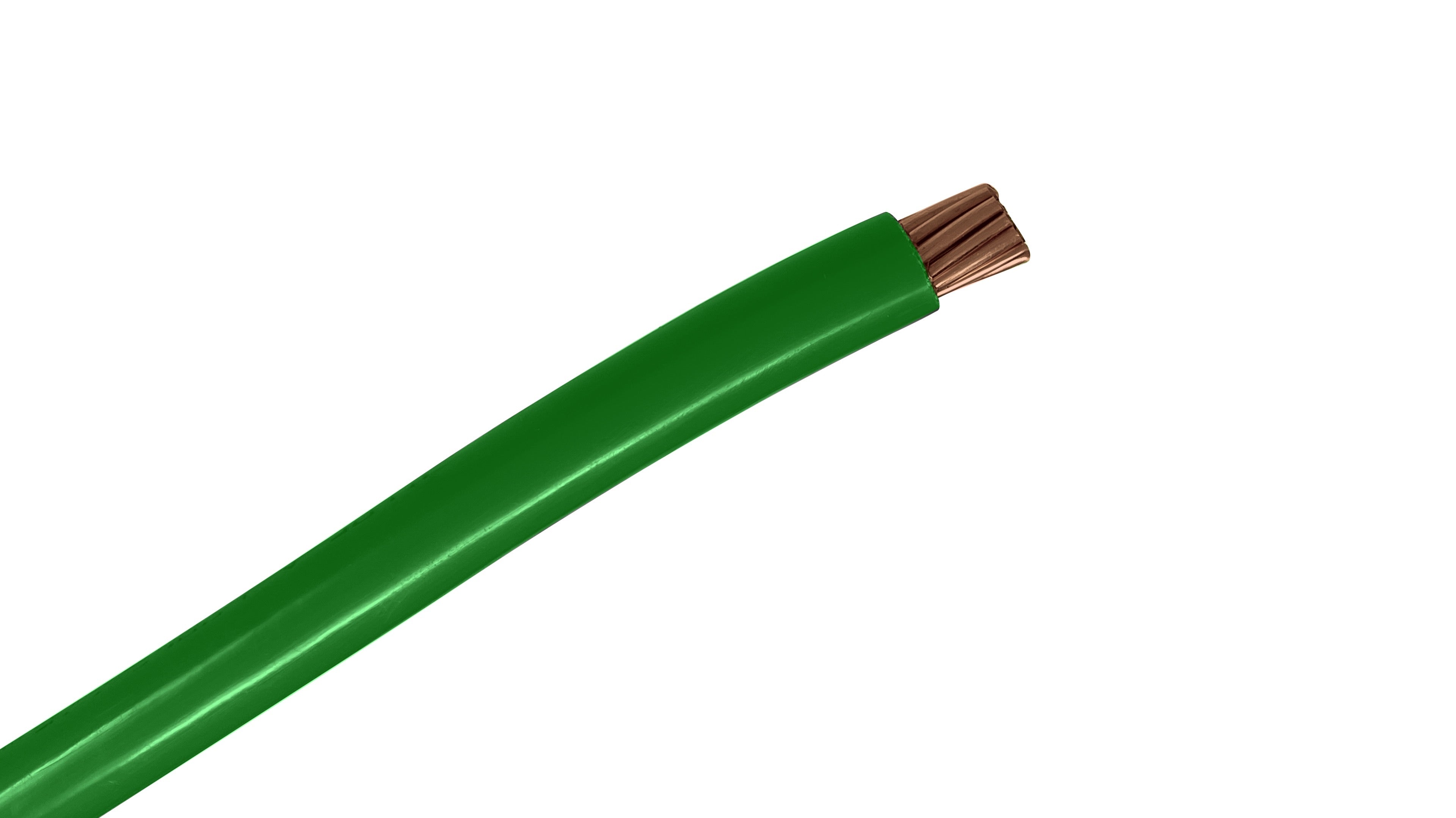 4 AWG THHN/THWN-2 Green Copper Wire, Stranded 600V, 95A Rated, Phase Identification, Heat & Moisture Resistant.