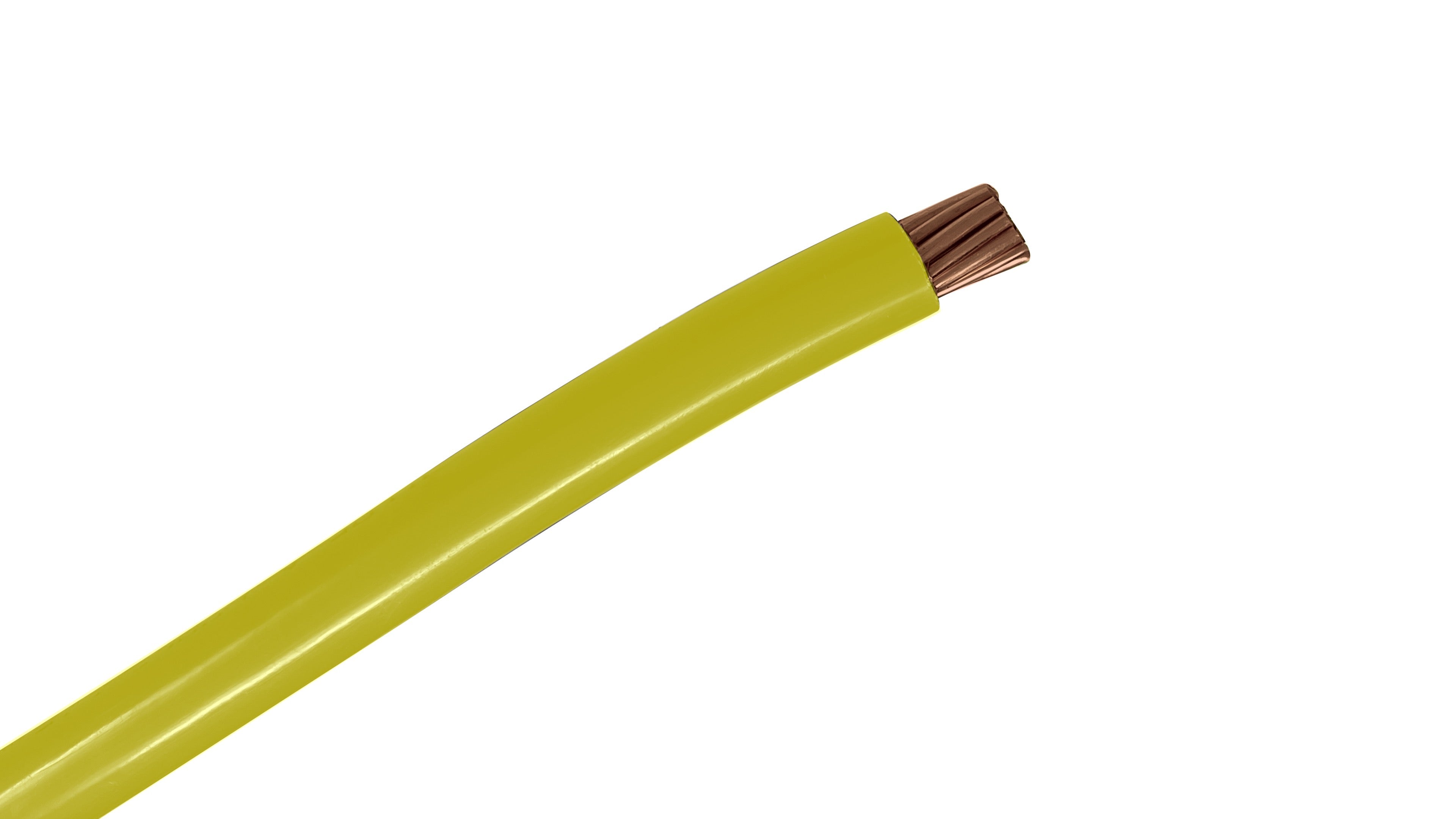 4 AWG THHN/THWN-2 Yellow Copper Wire, Stranded 600V, 95A Rated, Phase Identification, Heat & Moisture Resistant.