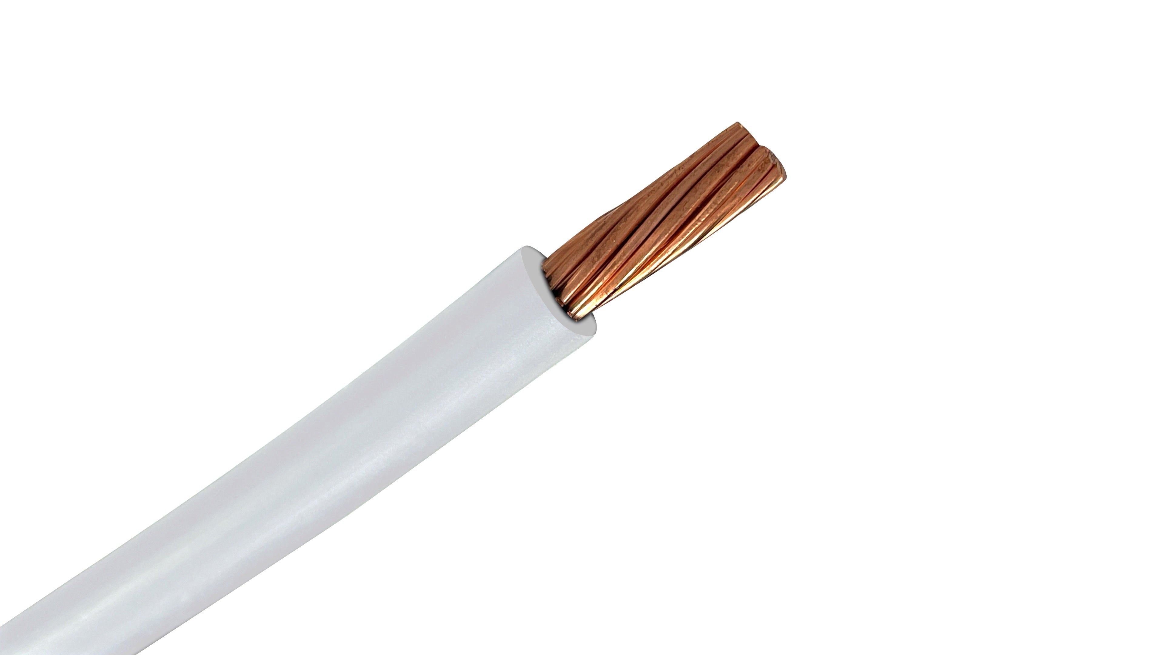 4 AWG White Copper USE-2 Wire, XLP Insulation, 600V RHH/RHW-2 Rated, Sunlight Resistant Direct Burial Power Cable.