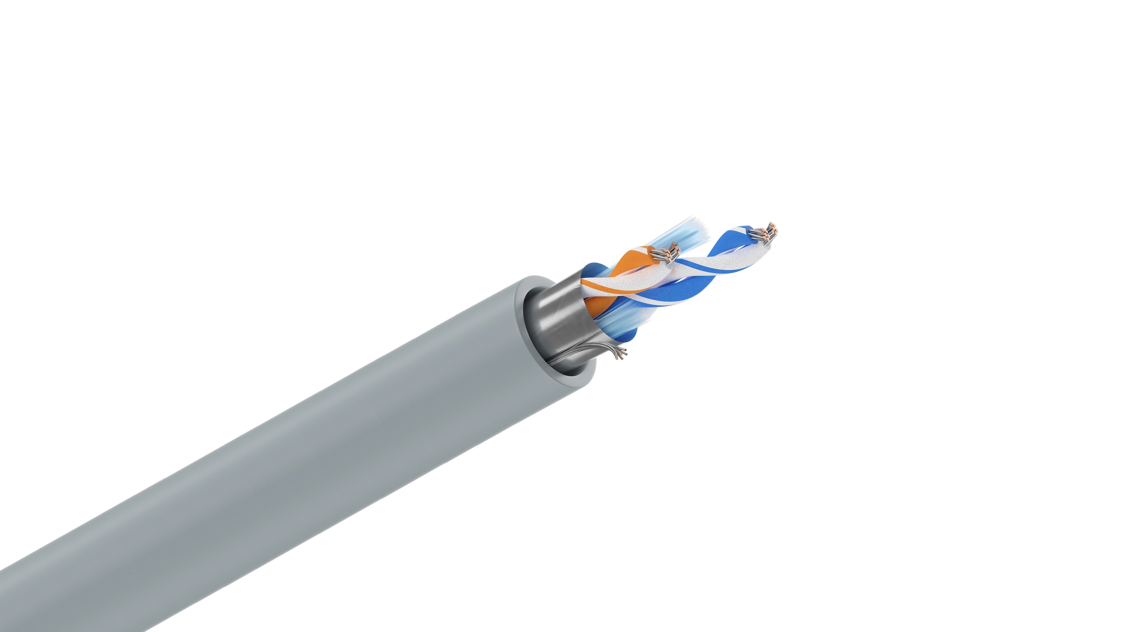 Belden 1419A Cable, 24 AWG 2-Pair Low-Capacitance Shielded, 100% Beldfoil Coverage, Chrome PVC Jacket, RS-422 Computer Cable.