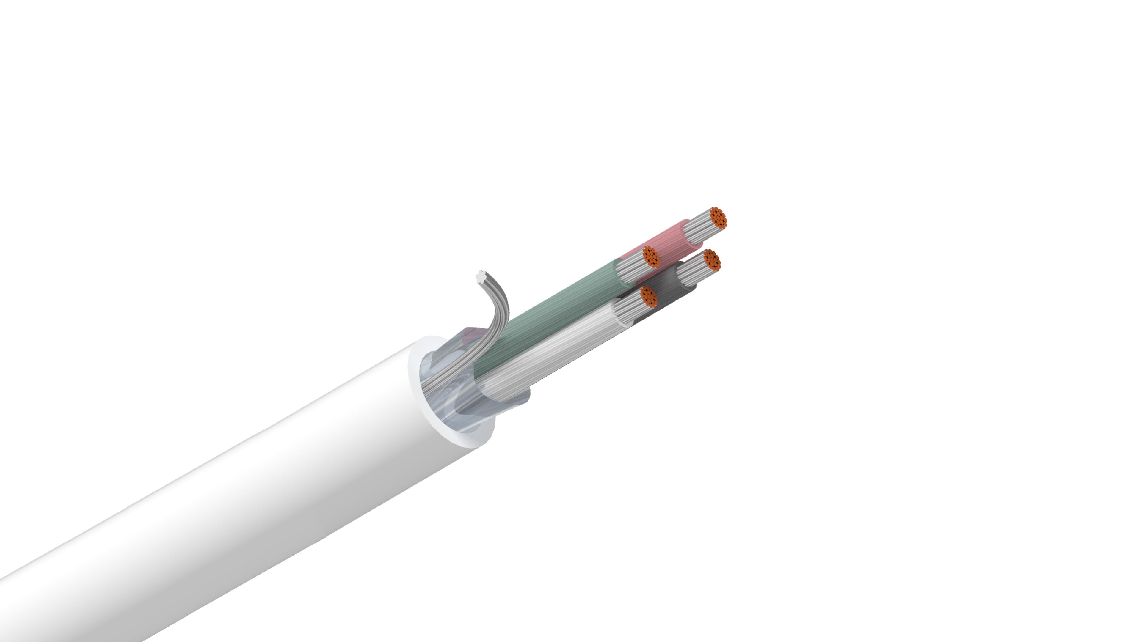 Belden 82418 Cable, 18 AWG 4-Conductor Stranded TC, Beldfoil Shield, CMP Plenum Rated, FEP Insulation, Red PVC Jacket.
