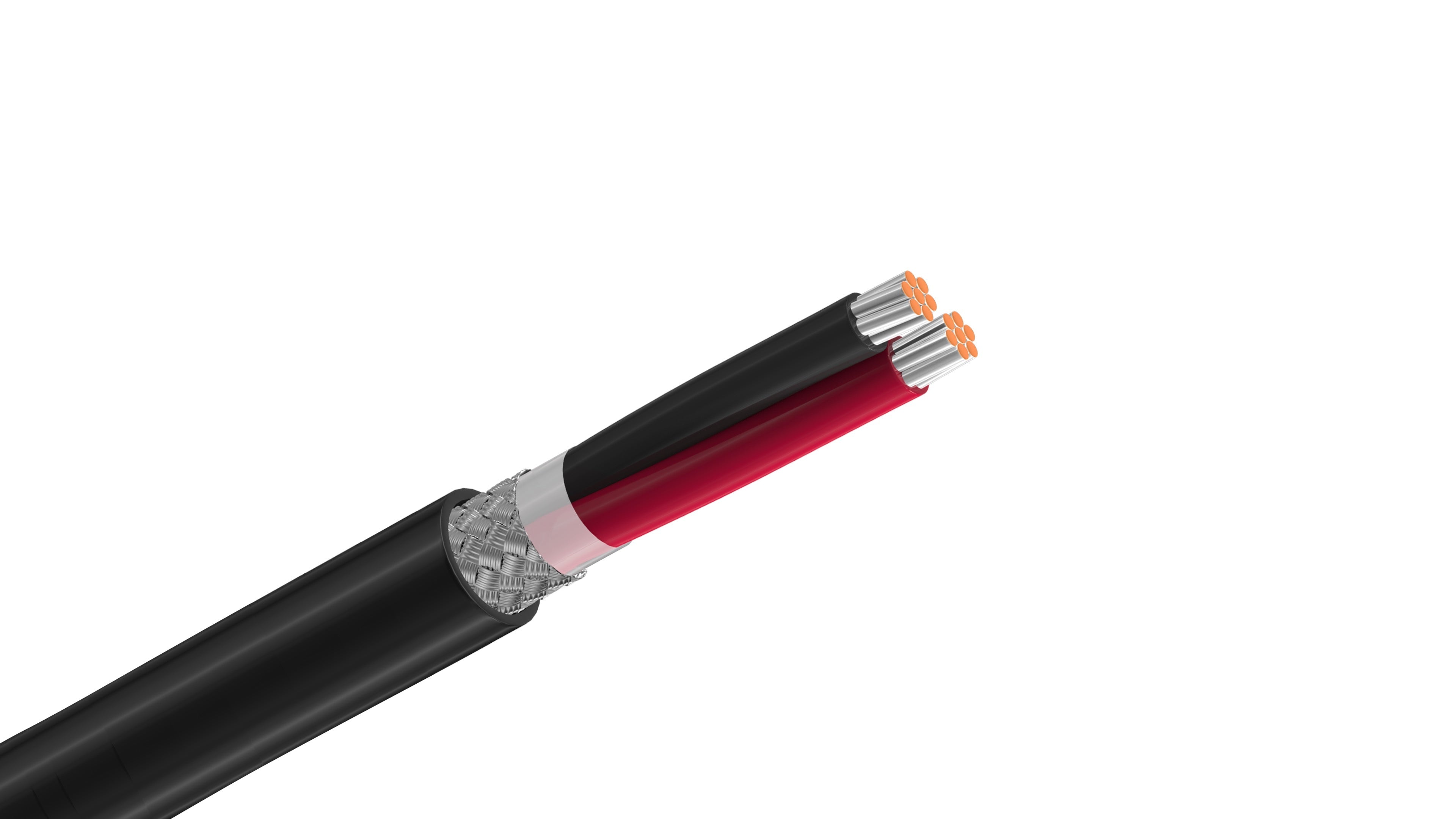 Belden 8441 Shielded Cable, 22 AWG 1-Pair, 85% Tinned Copper Braid Shield, Black PVC Jacket, 300V Audio & Control Wire.