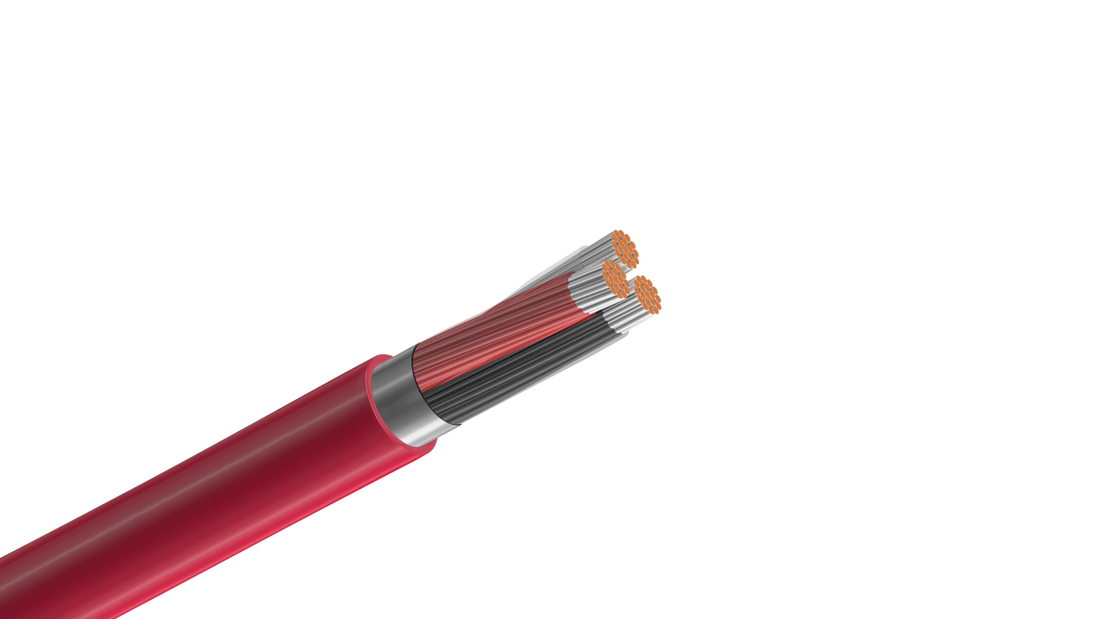 Belden 88770 Cable, 18 AWG 3-Conductor Shielded, CMP Plenum Rated, Red FEP Jacket, 200°C High-Temperature Control Cable.