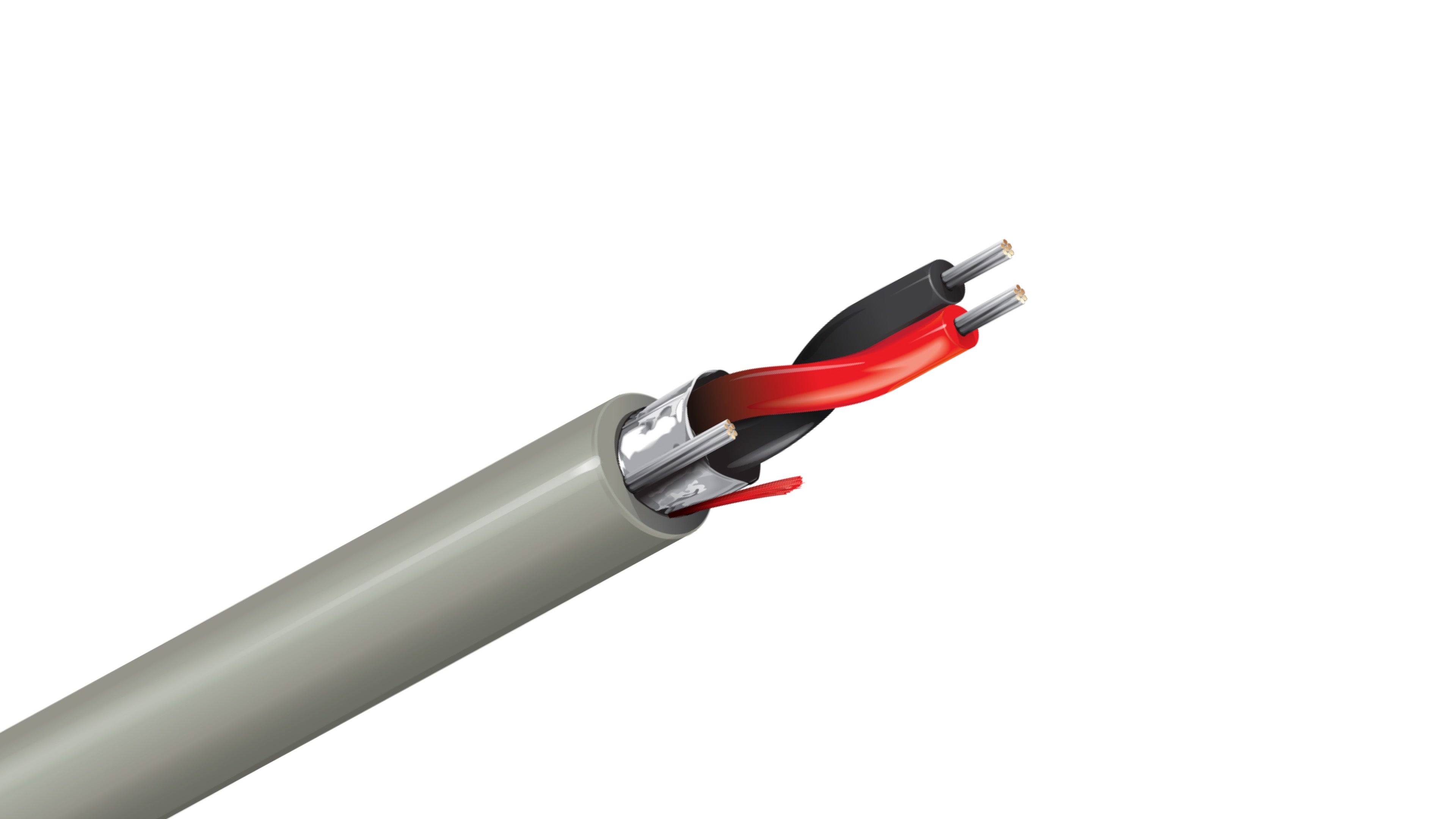 Belden 9501 Cable, 24 AWG 1-Pair Shielded, 100% Beldfoil Coverage, Chrome PVC Jacket, RS-232 Computer Data Cable.
