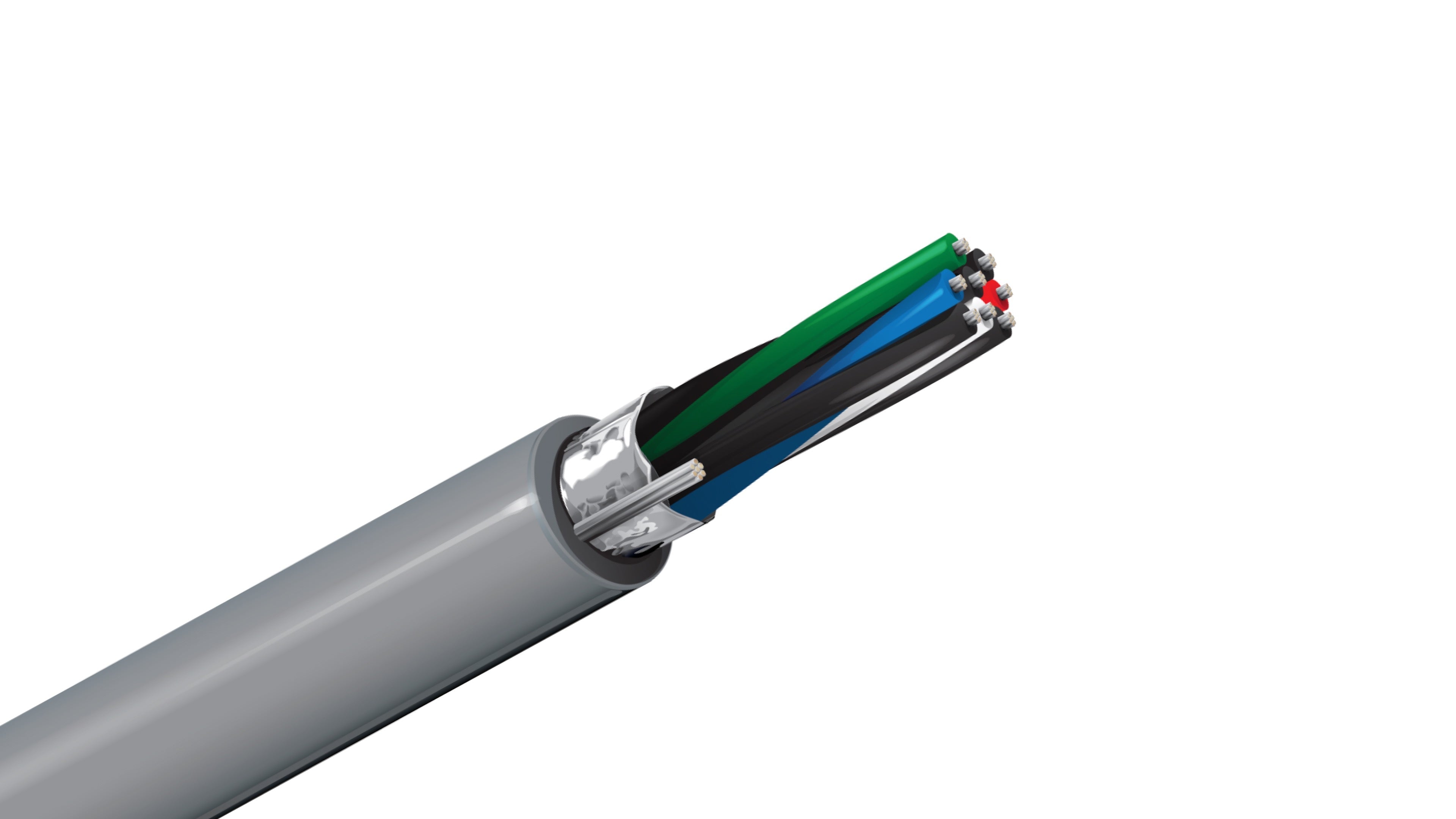 Belden 9504 Cable, 24 AWG 4-Pair Shielded, 100% Beldfoil Coverage, Chrome PVC Jacket, RS-232 Computer Trunk Cable.