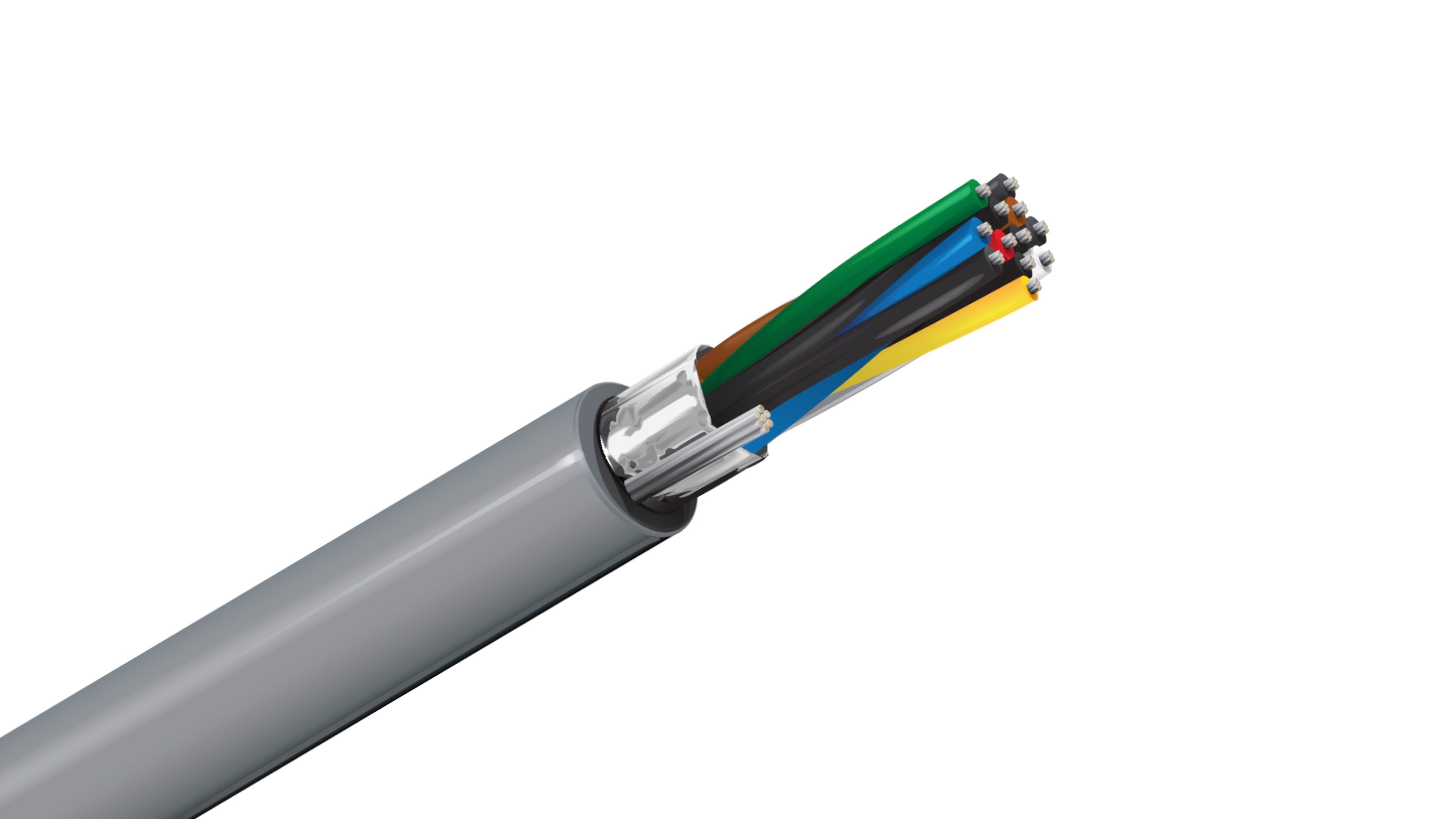 Belden 9506 Cable, 24 AWG 6-Pair Shielded, 100% Beldfoil Coverage, Chrome PVC Jacket, RS-232 Computer Trunk Cable.