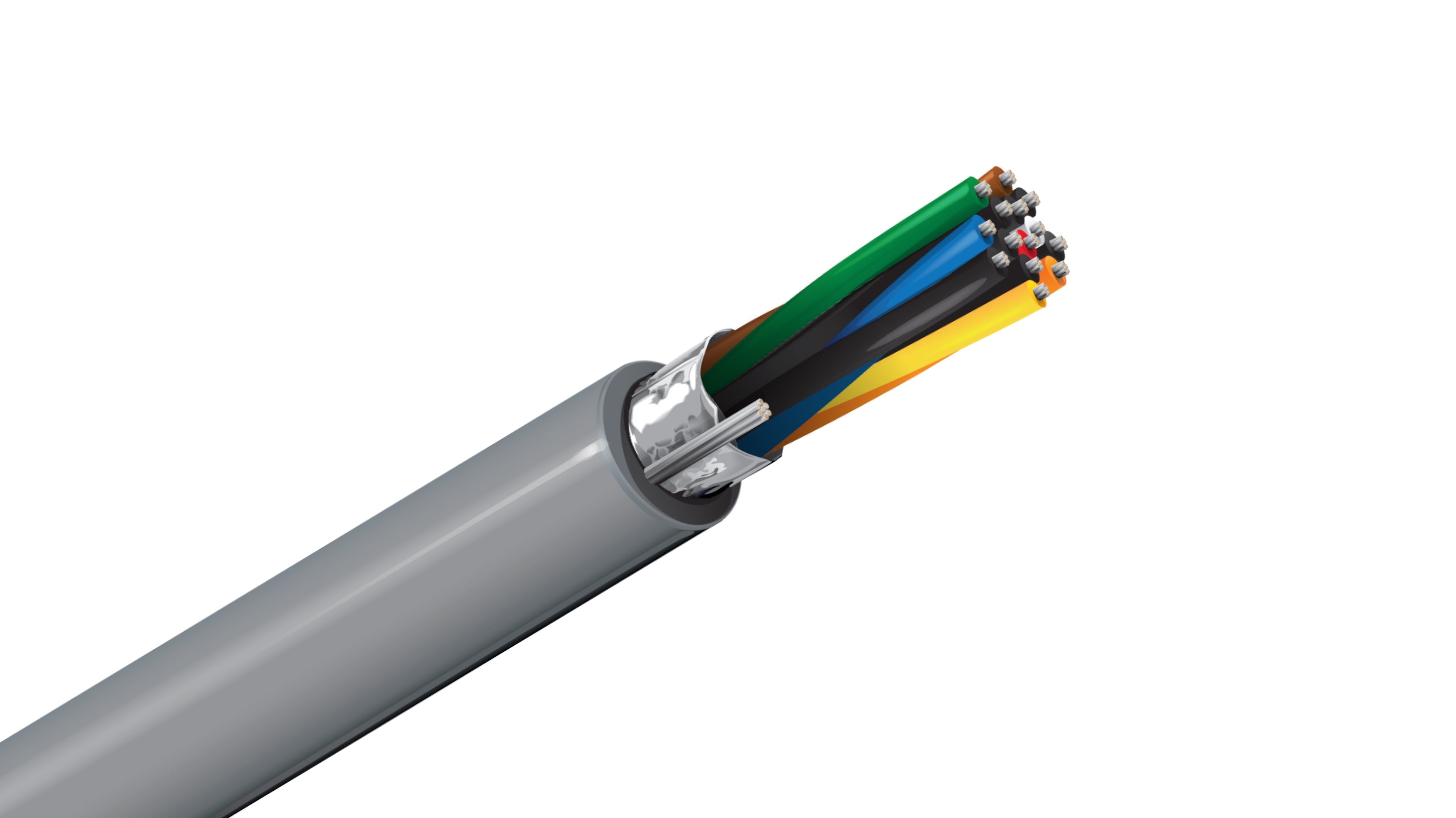 Belden 9507 Cable, 24 AWG 7-Pair Shielded, 100% Beldfoil Coverage, Chrome PVC Jacket, RS-232 Computer Trunk Cable.