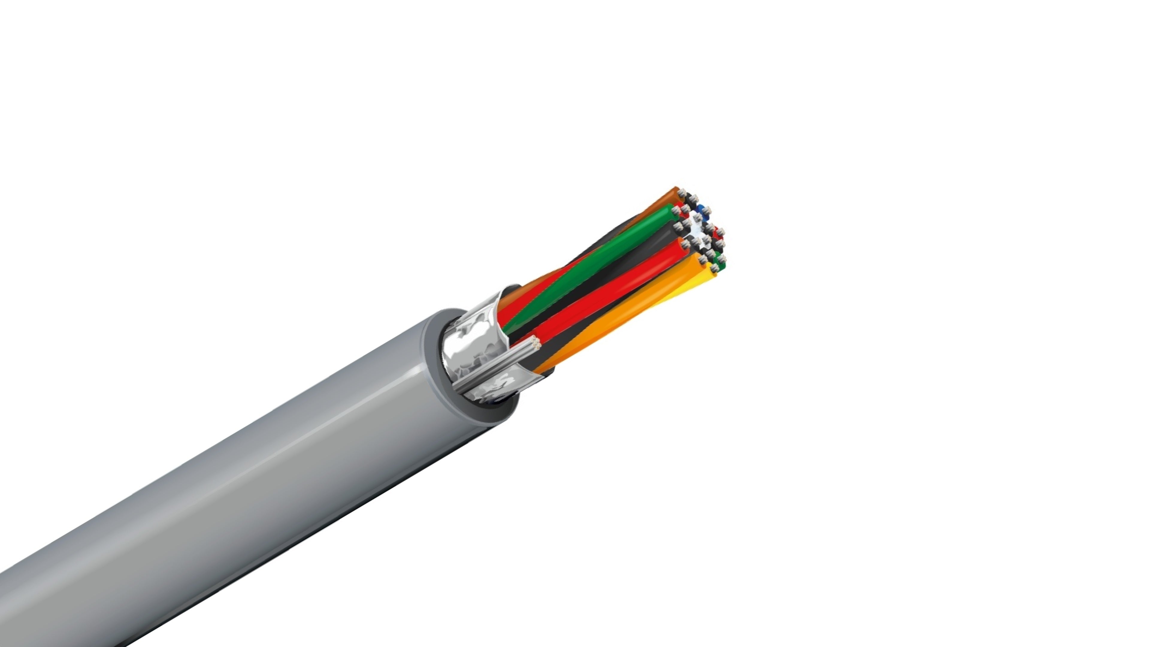 Belden 9509 Cable, 24 AWG 9-Pair Shielded, 100% Beldfoil Coverage, Chrome PVC Jacket, RS-232 Computer Trunk Cable.
