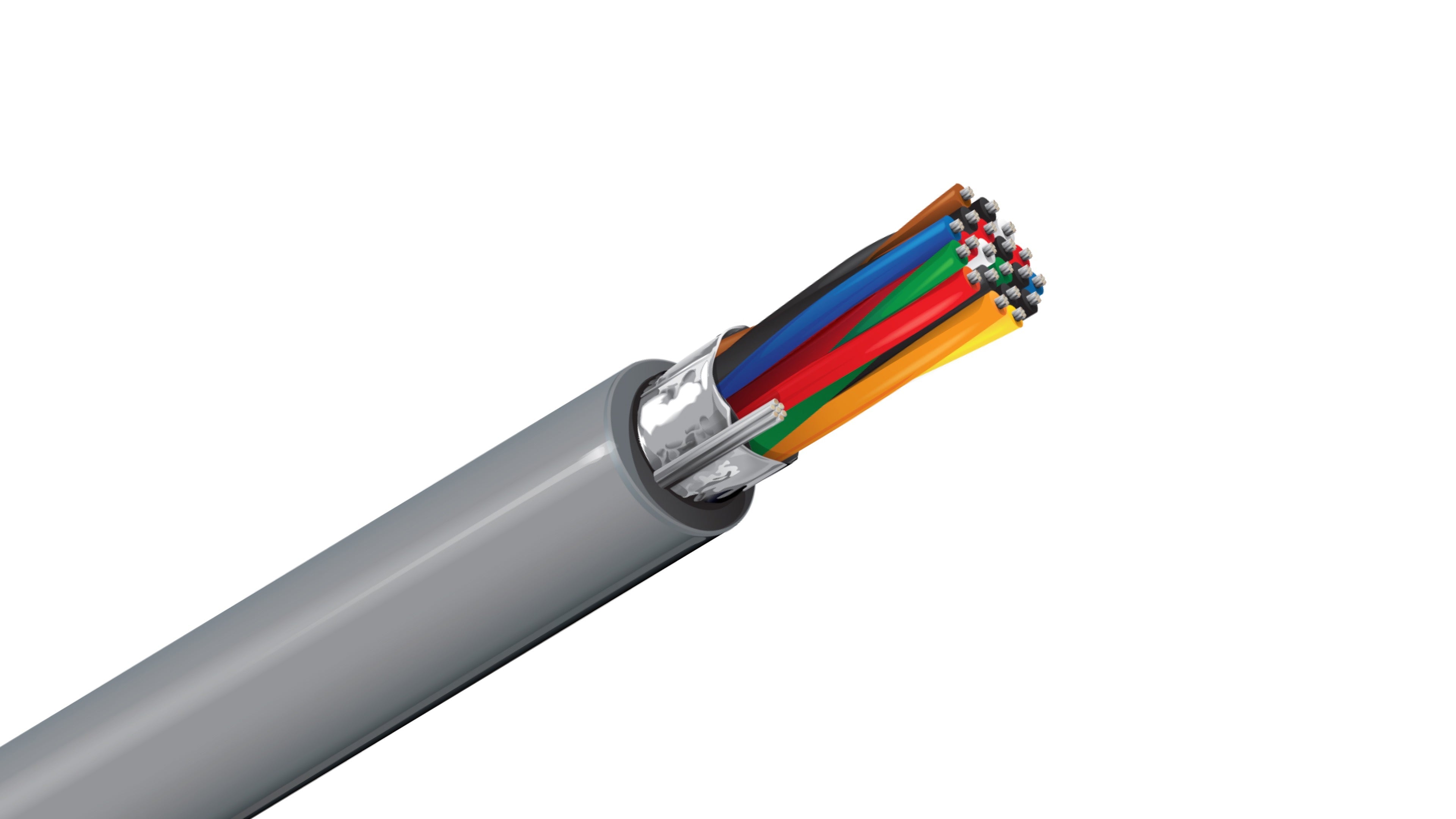 Belden 9510 Cable, 24 AWG 10-Pair Shielded, 100% Beldfoil Coverage, Chrome PVC Jacket, RS-232 Computer Trunk Cable.