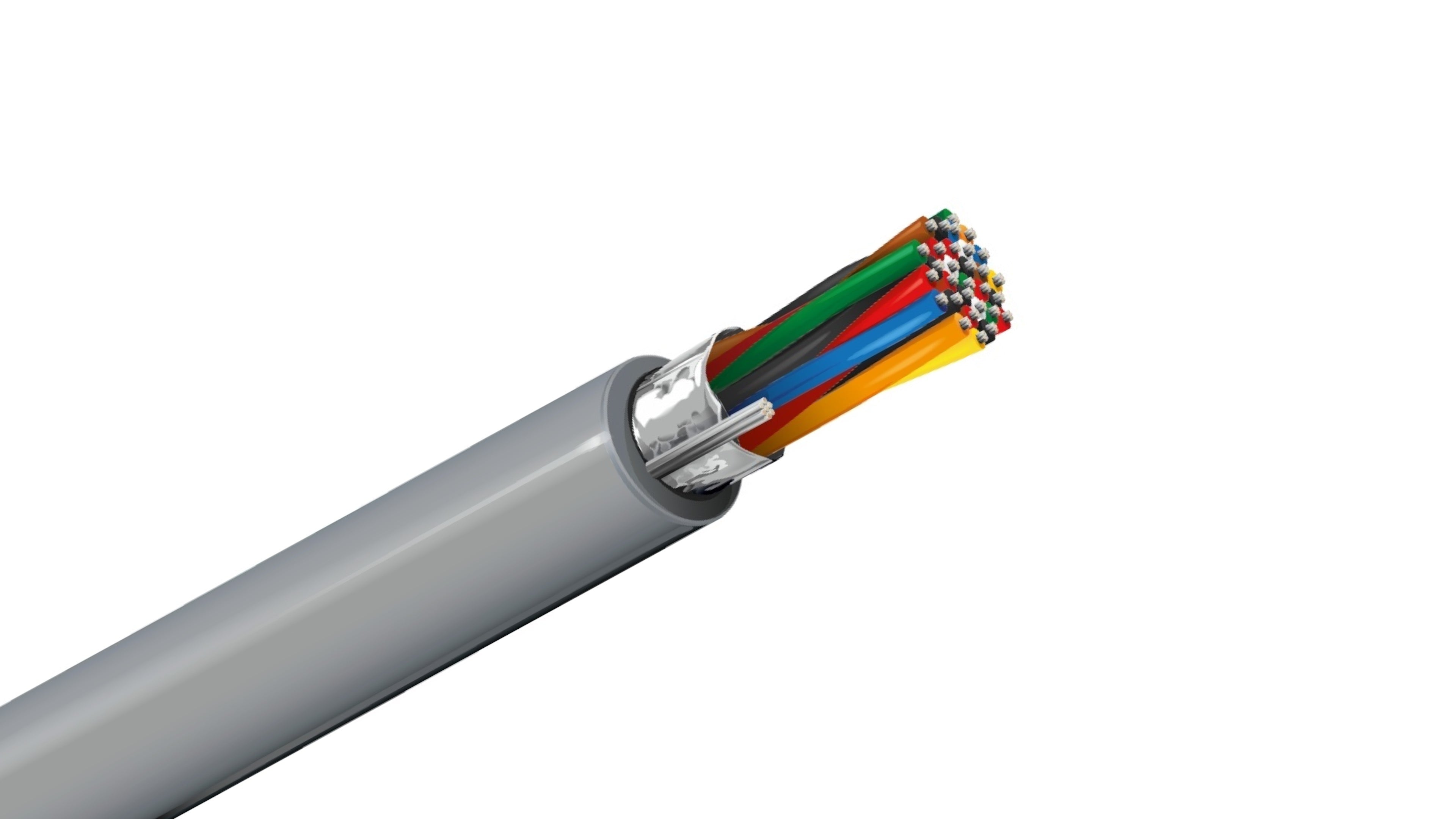 Belden 9515 Cable, 24 AWG 15-Pair Shielded, 100% Beldfoil Coverage, Chrome PVC Jacket, RS-232 Computer Trunk Cable.