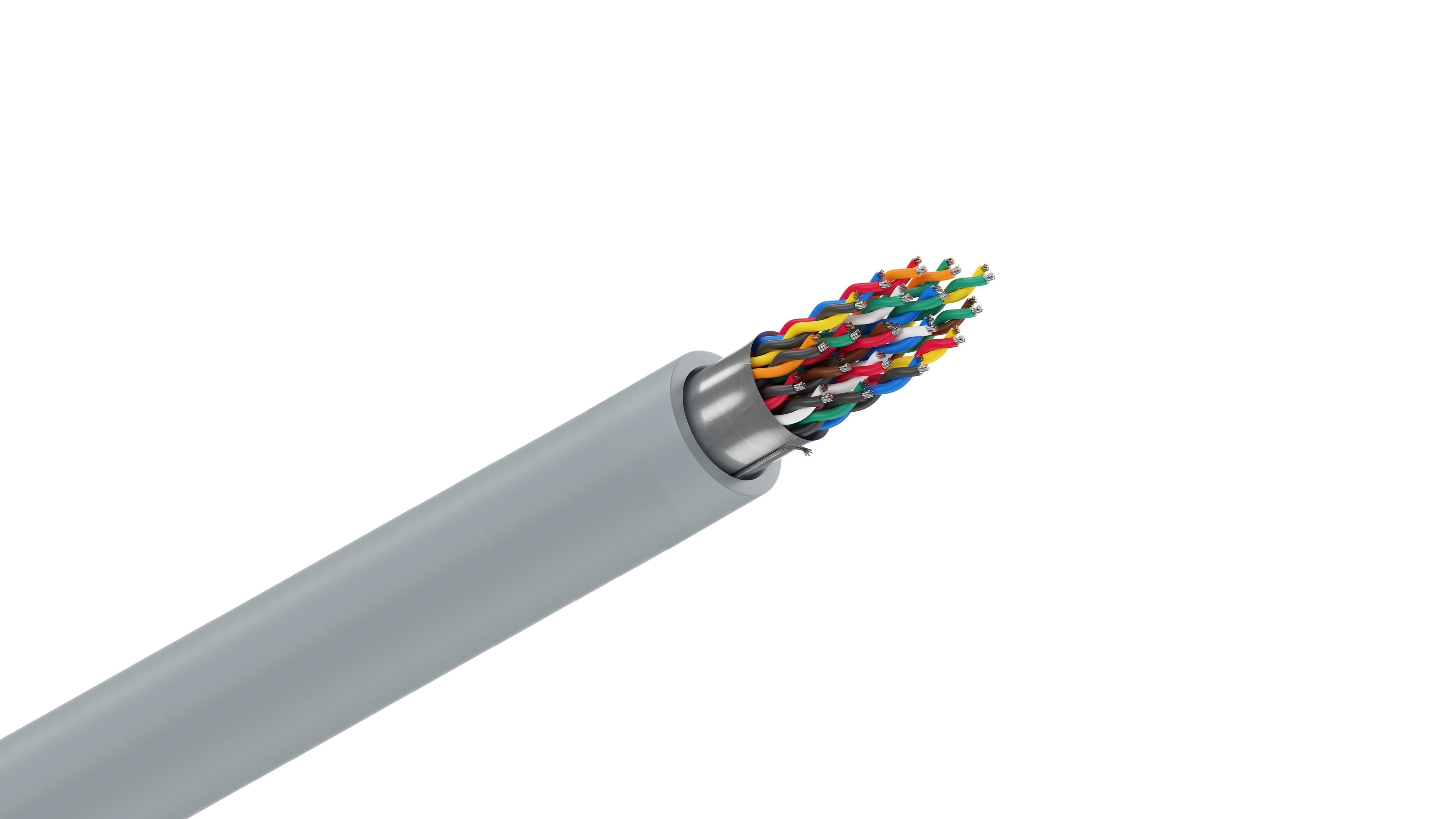 Belden 9519 Cable, 24 AWG 19-Pair Shielded, 38-Conductor, 100% Beldfoil Coverage, Chrome PVC Jacket, RS-232 Computer Trunk.
