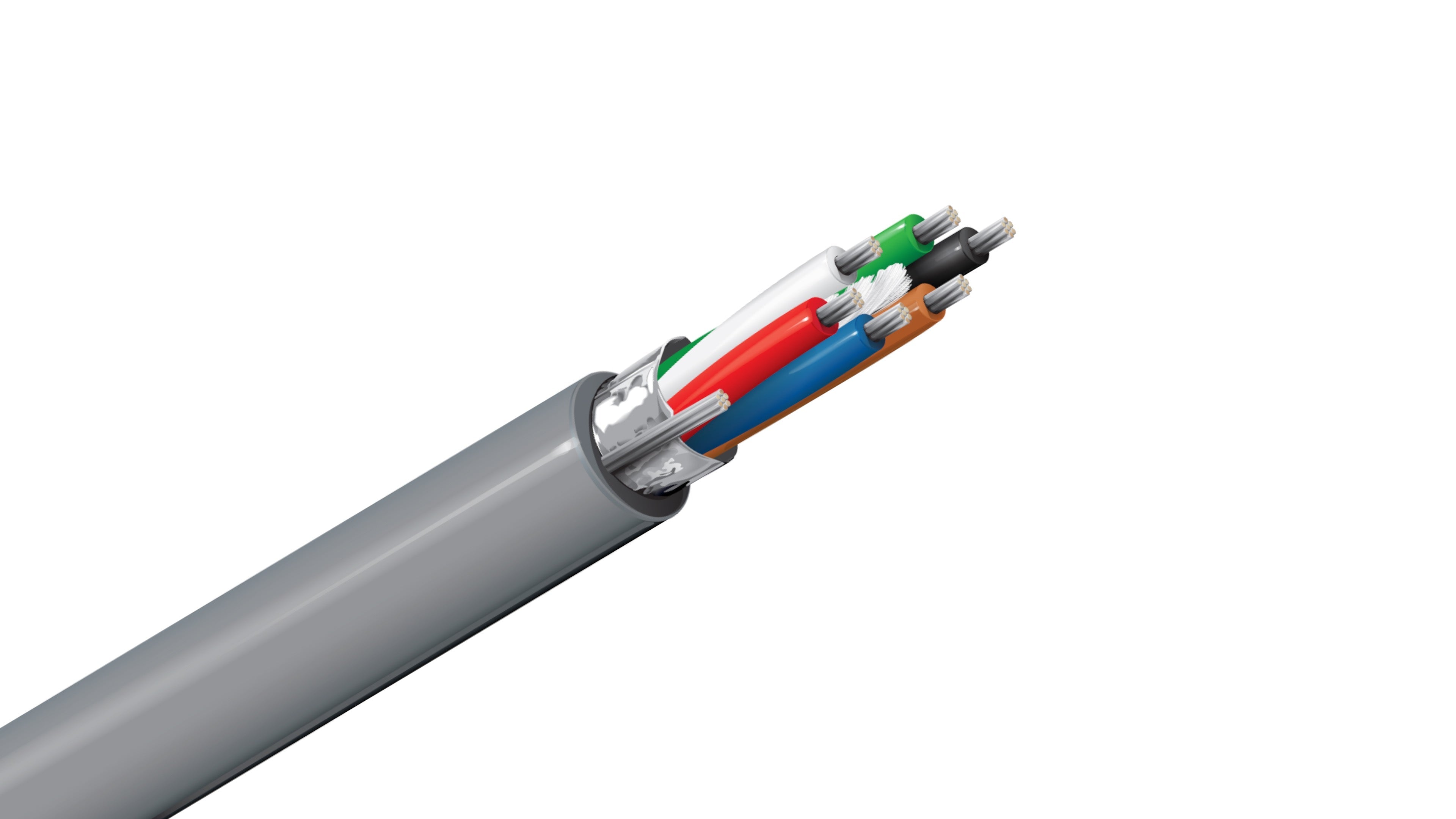 Belden 9536 Cable, 24 AWG 6-Conductor Shielded, 100% Beldfoil Coverage, Chrome PVC Jacket, RS-232 Computer Control Cable.