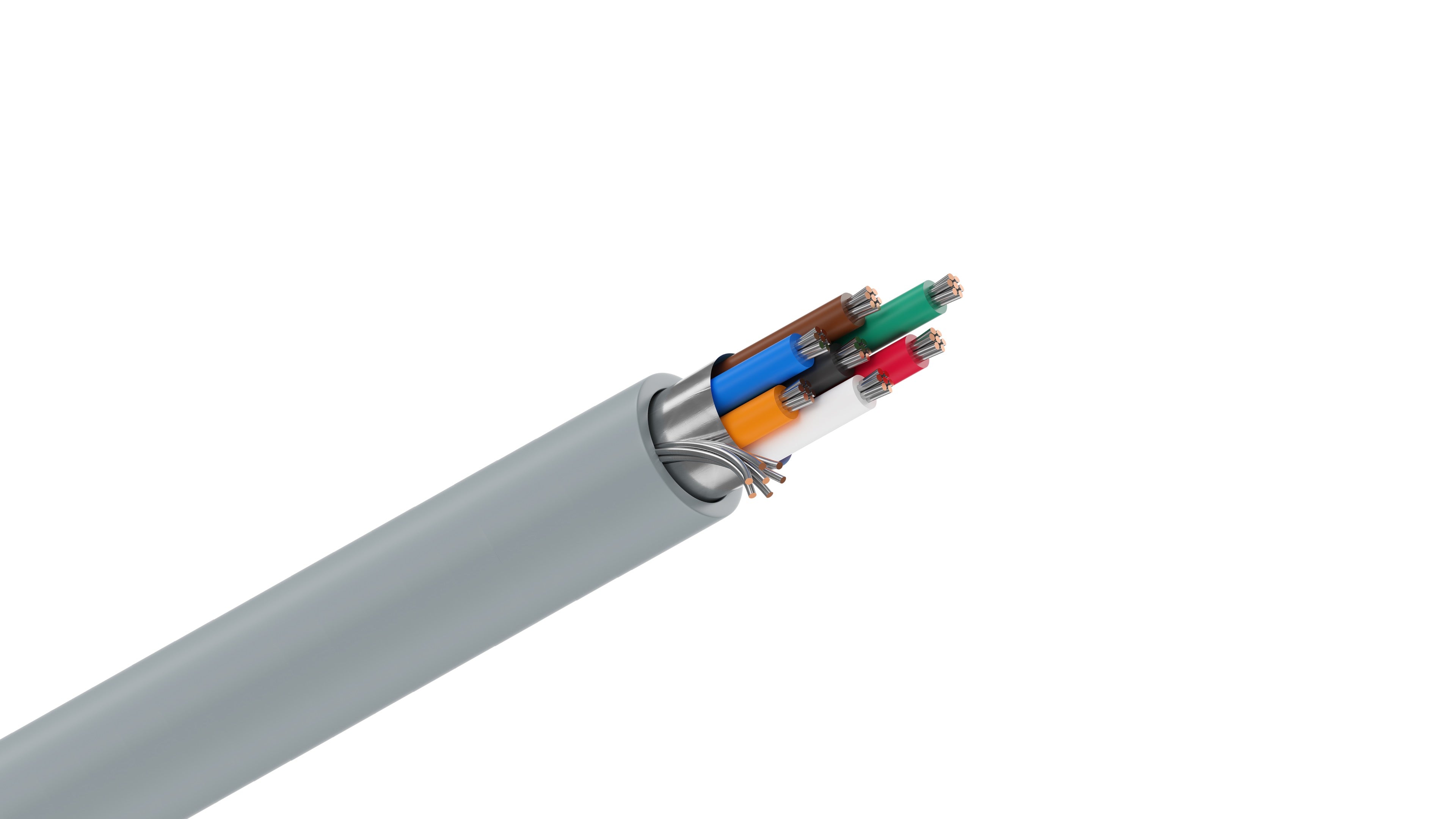 Belden 9537 Cable, 24 AWG 7-Conductor Shielded, 100% Beldfoil Coverage, Chrome PVC Jacket, RS-232 Computer Control Cable.