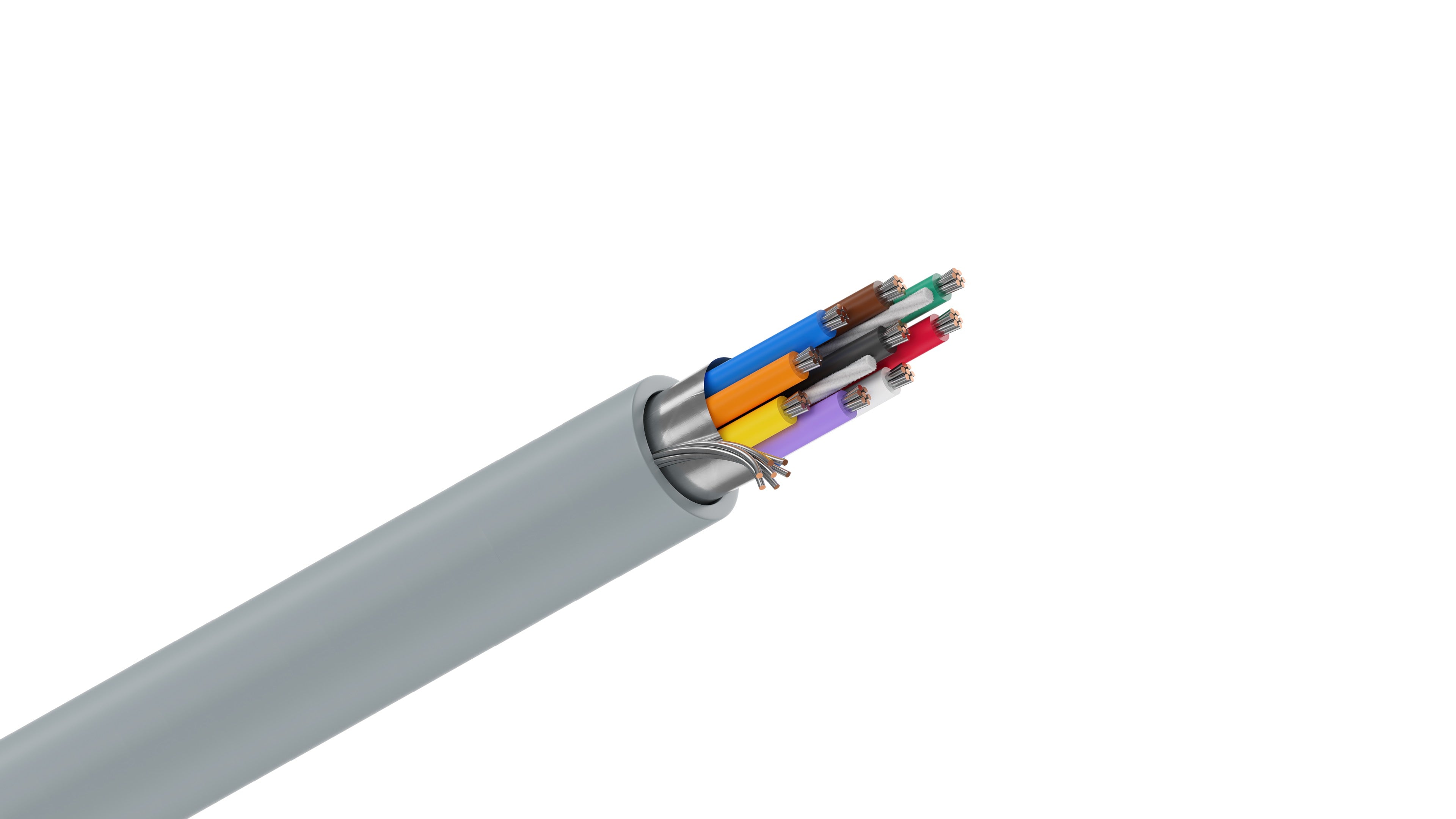 Belden 9539 Cable, 24 AWG 9-Conductor Shielded, 100% Beldfoil Coverage, Chrome PVC Jacket, RS-232 Computer Control Cable.