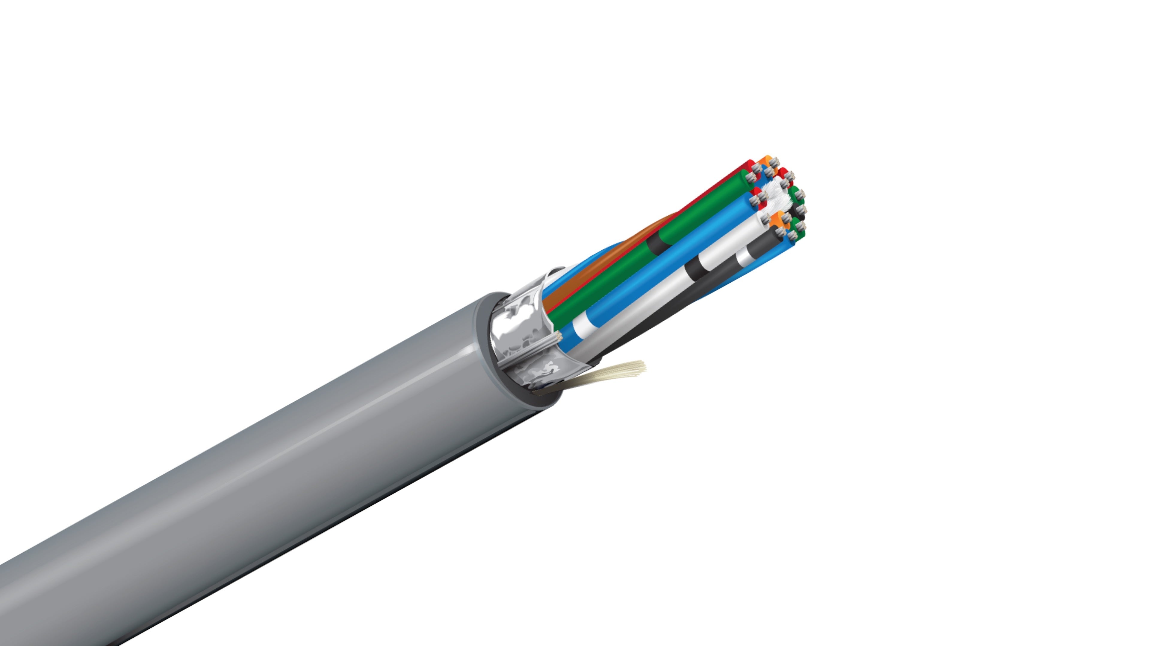 Belden 9541 Cable, 24 AWG 15-Conductor Shielded, 100% Beldfoil Coverage, Chrome PVC Jacket, RS-232 Computer Control Cable.