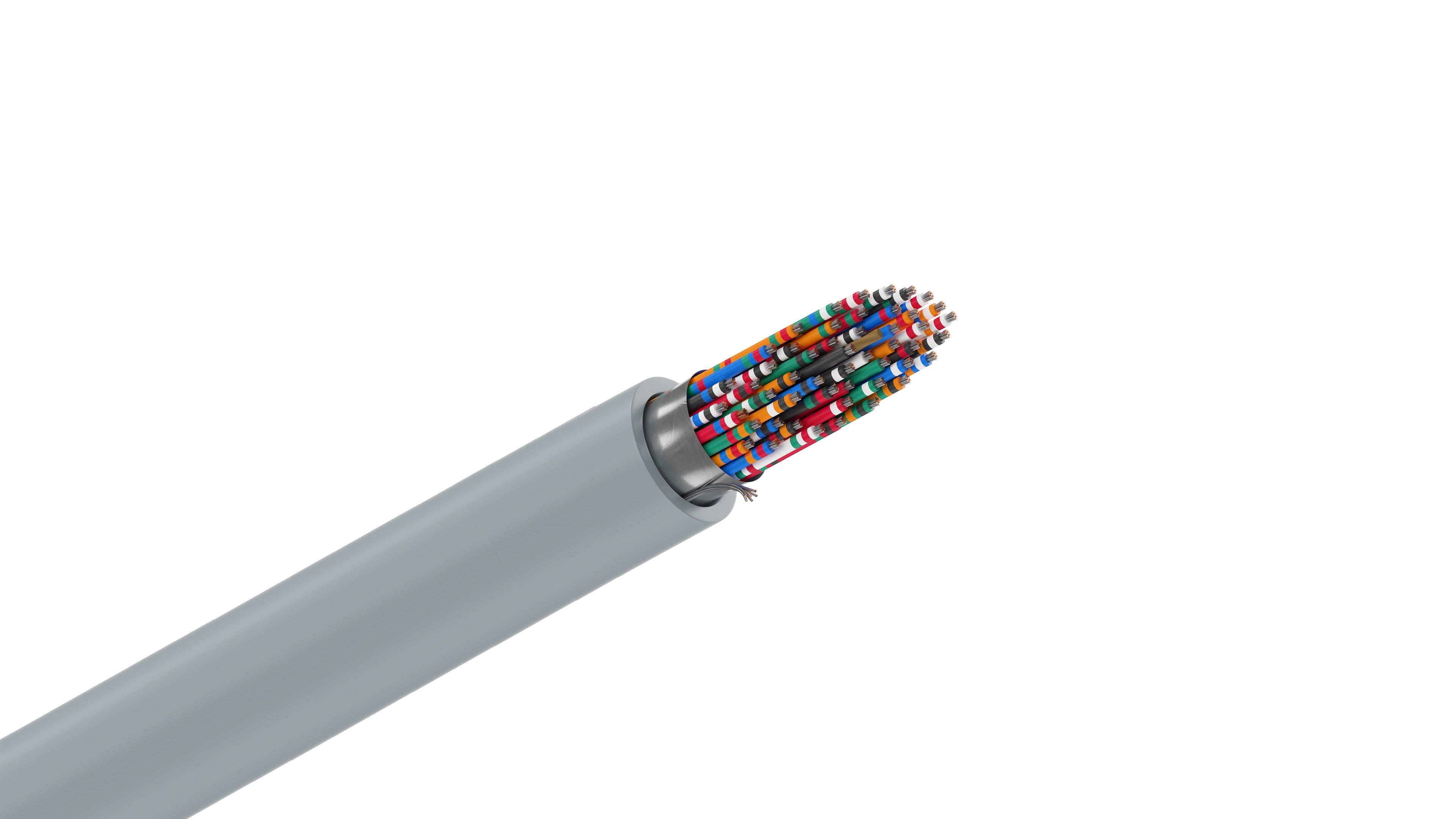 Belden 9546 Cable, 24 AWG 50-Conductor Shielded, 100% Beldfoil Coverage, Chrome PVC Jacket, RS-232 Computer Trunk Cable.