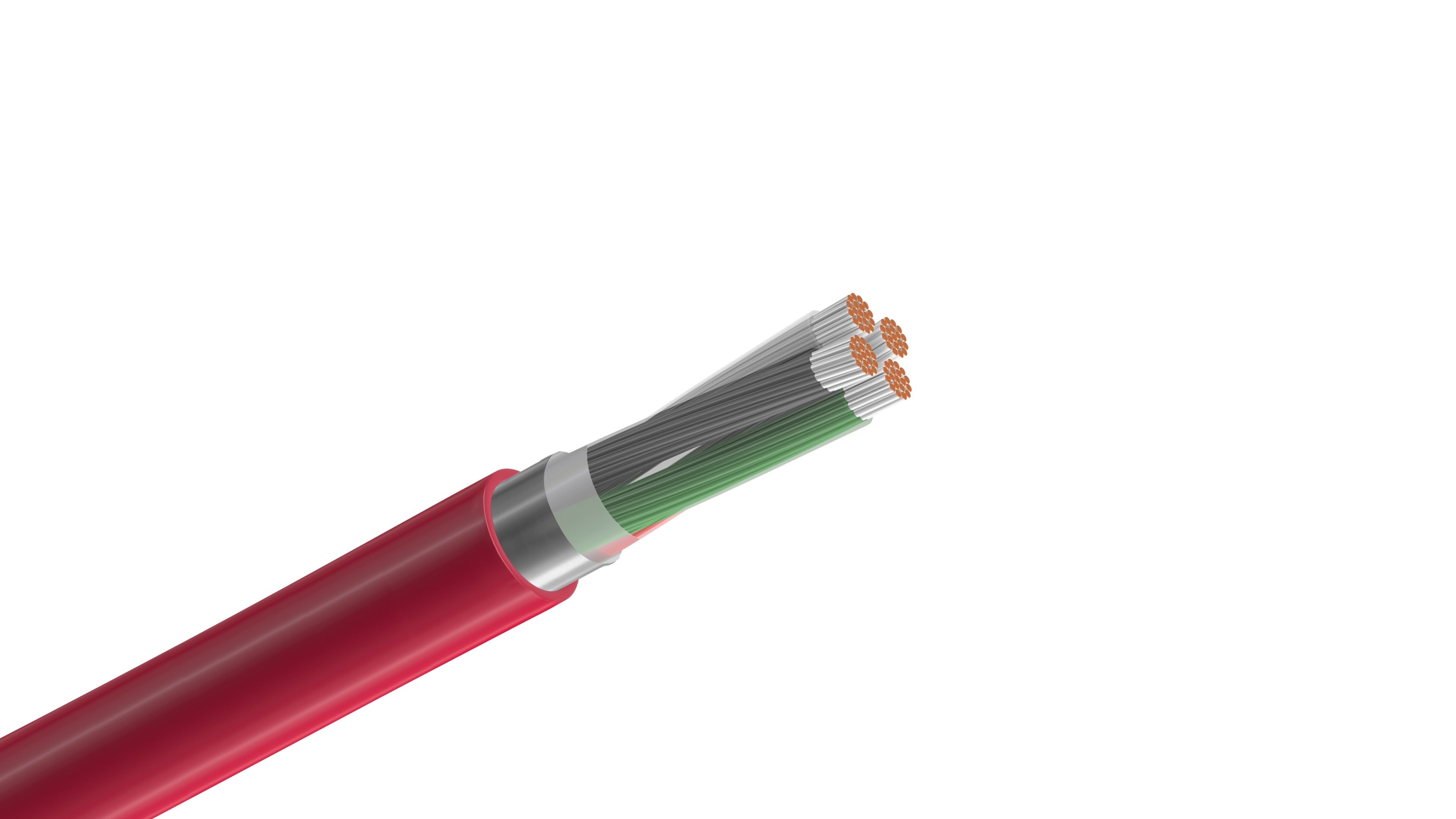 Belden 89418 Cable, 18 AWG 4-Conductor Shielded, CMP Plenum Rated, Red FEP Jacket, 200°C High-Temperature Control Cable.