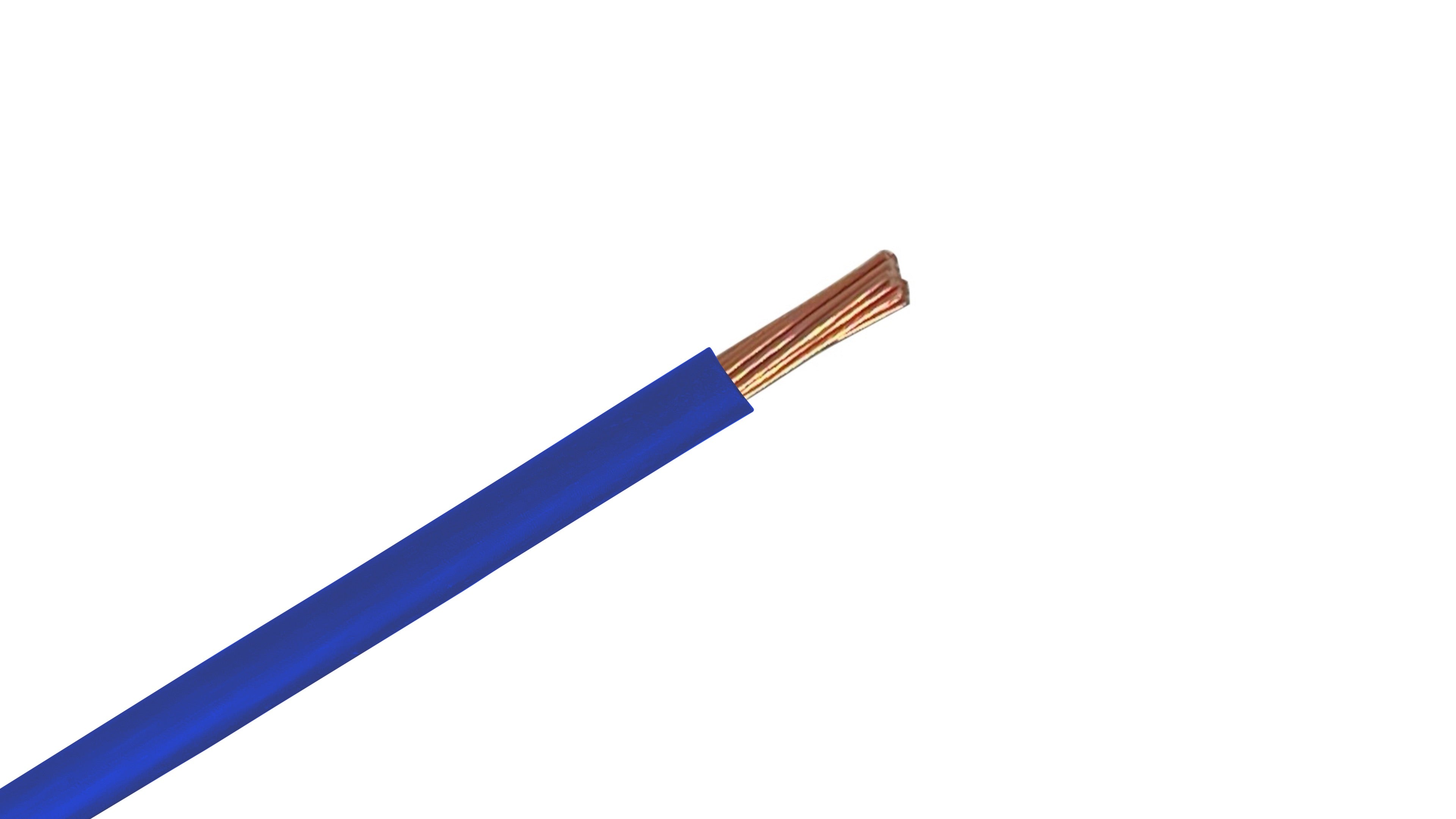 #14 AWG Copper XHHW-2 Wire, 600V Blue XLPE Insulated Power Cable, 90°C Wet/Dry Rated Industrial Copper Conductor.