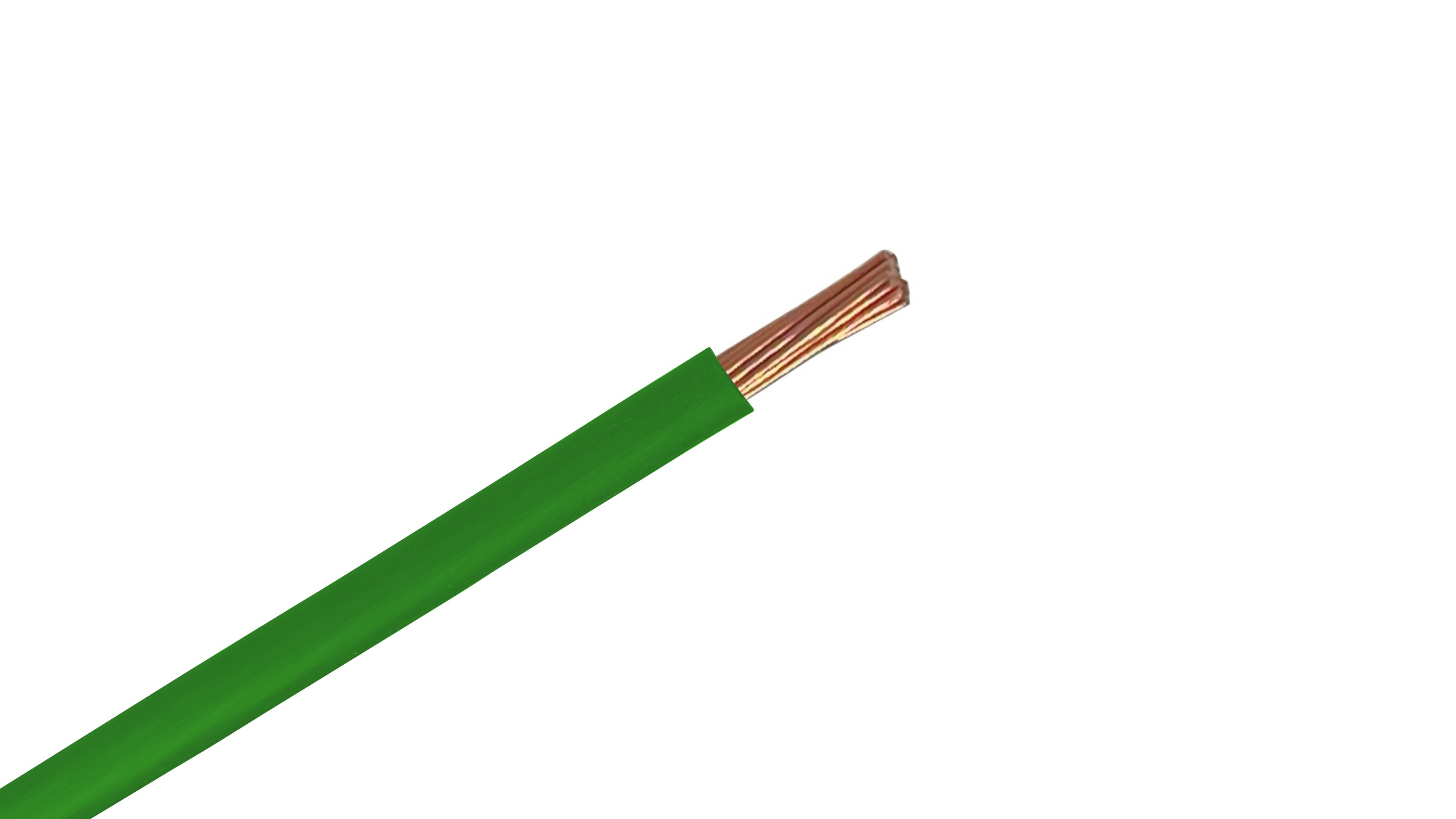 #14 AWG Copper XHHW-2 Wire, 600V Green XLPE Insulated Power Cable, 90°C Wet/Dry Rated Industrial Copper Conductor.