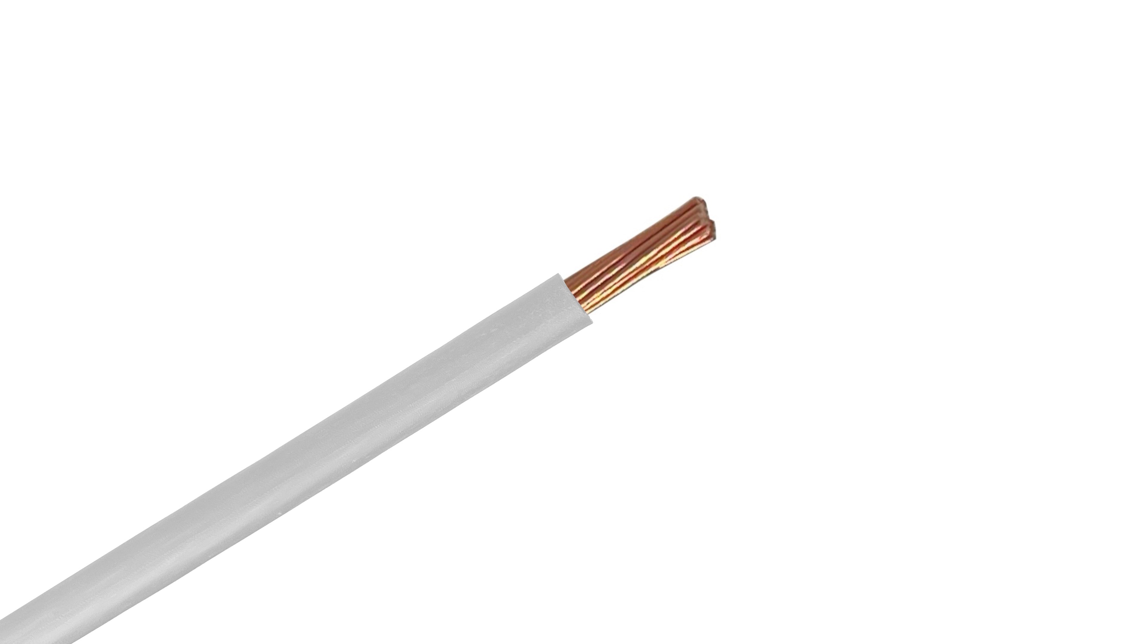 #14 AWG Copper XHHW-2 Wire, 600V White XLPE Insulated Power Cable, 90°C Wet/Dry Rated Industrial Copper Conductor.