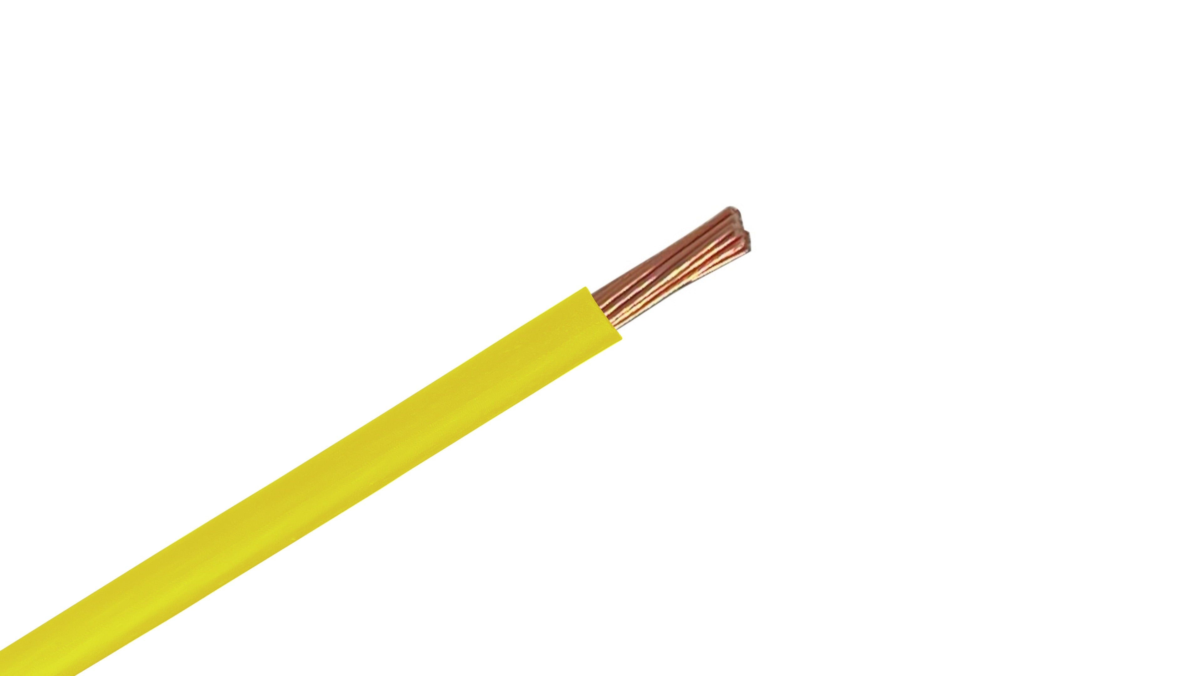 #14 AWG Copper XHHW-2 Wire, 600V Yellow XLPE Insulated Power Cable, 90°C Wet/Dry Rated Industrial Copper Conductor.