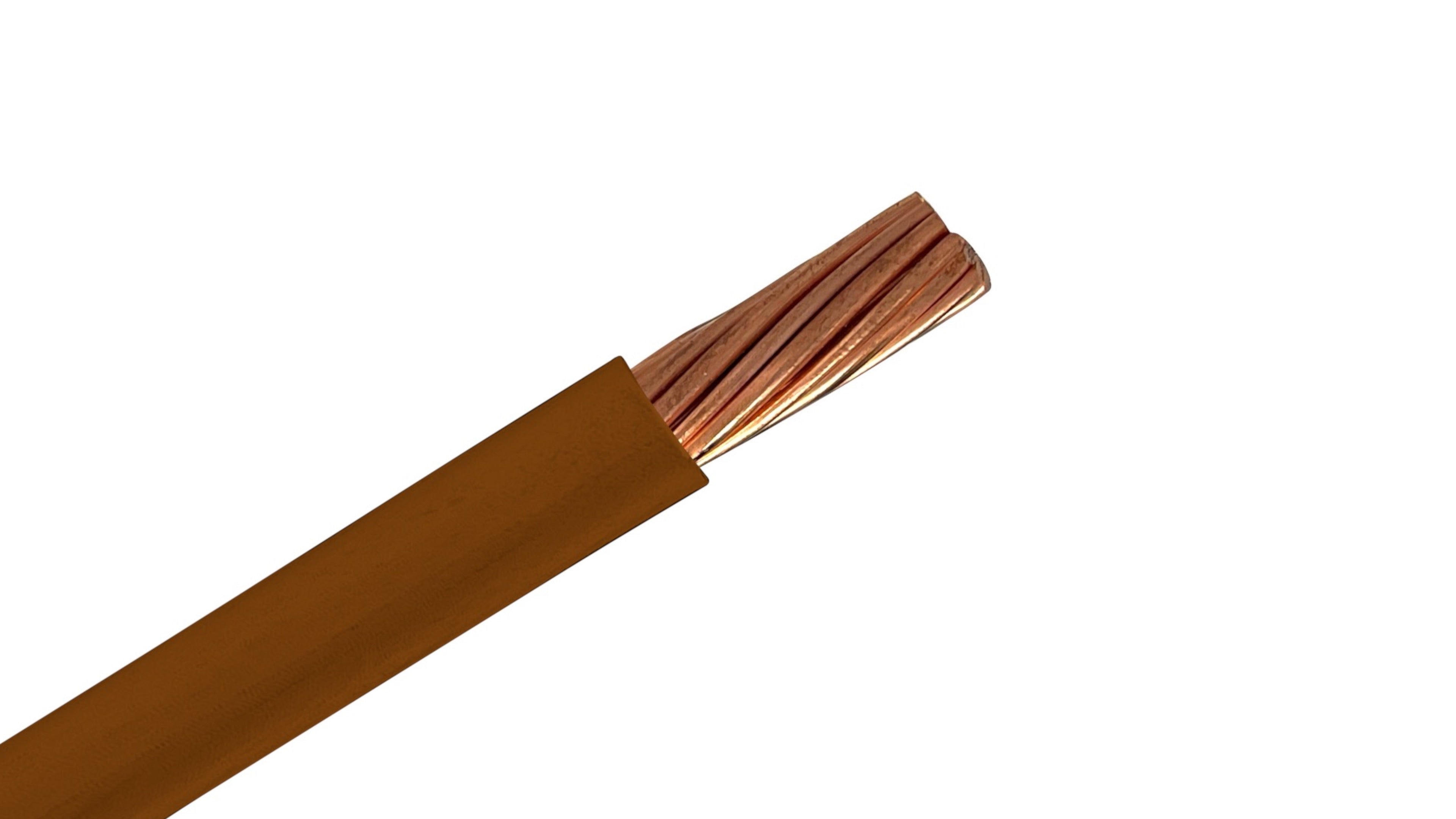 400 MCM Copper XHHW-2 Wire, 600V Brown XLPE Insulated Power Cable, 90°C Wet/Dry Rated Industrial Copper Conductor.