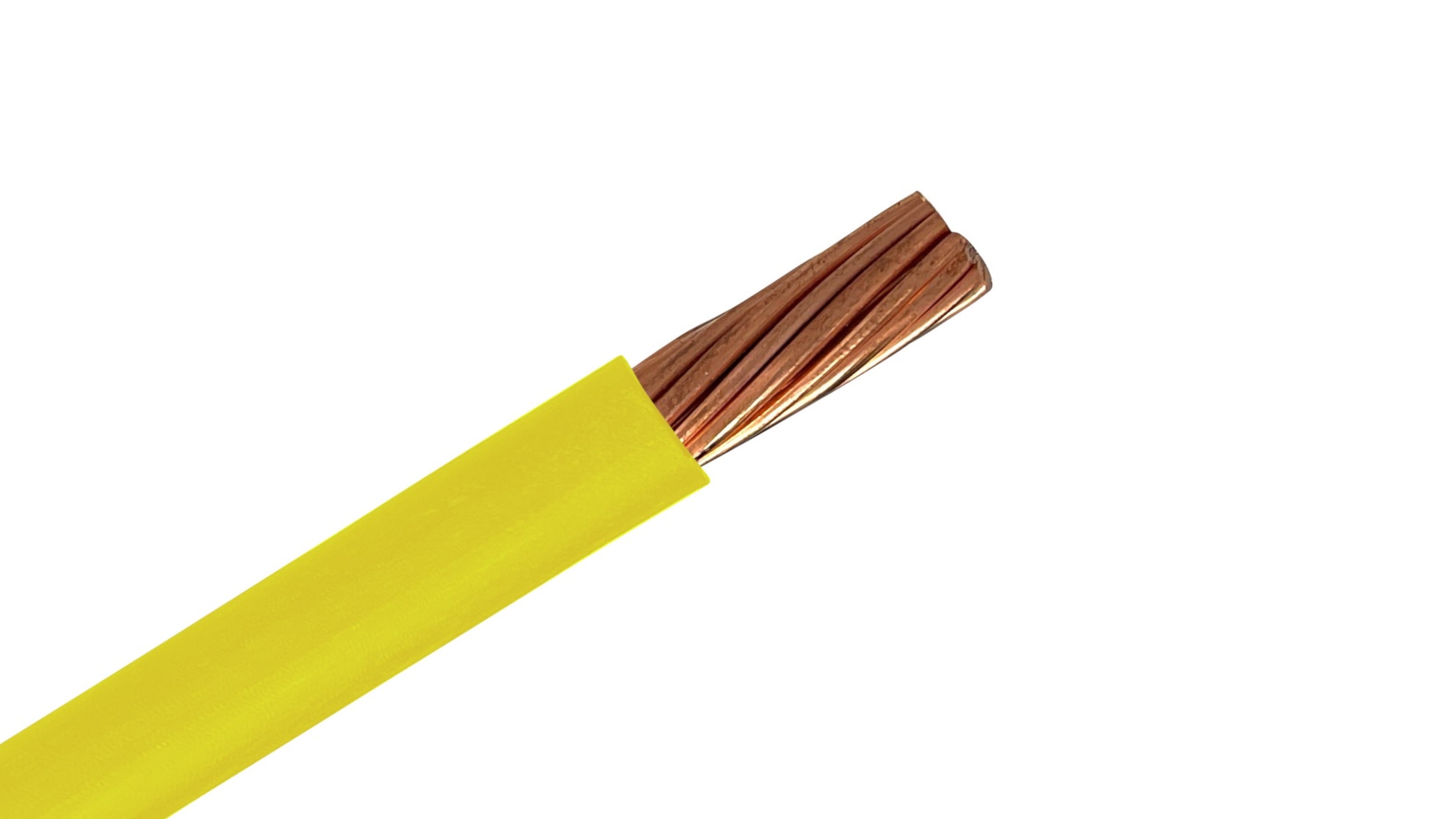 350 MCM Copper XHHW-2 Wire, 600V Yellow XLPE Insulated Power Cable, 90°C Wet/Dry Rated Industrial Copper Conductor.