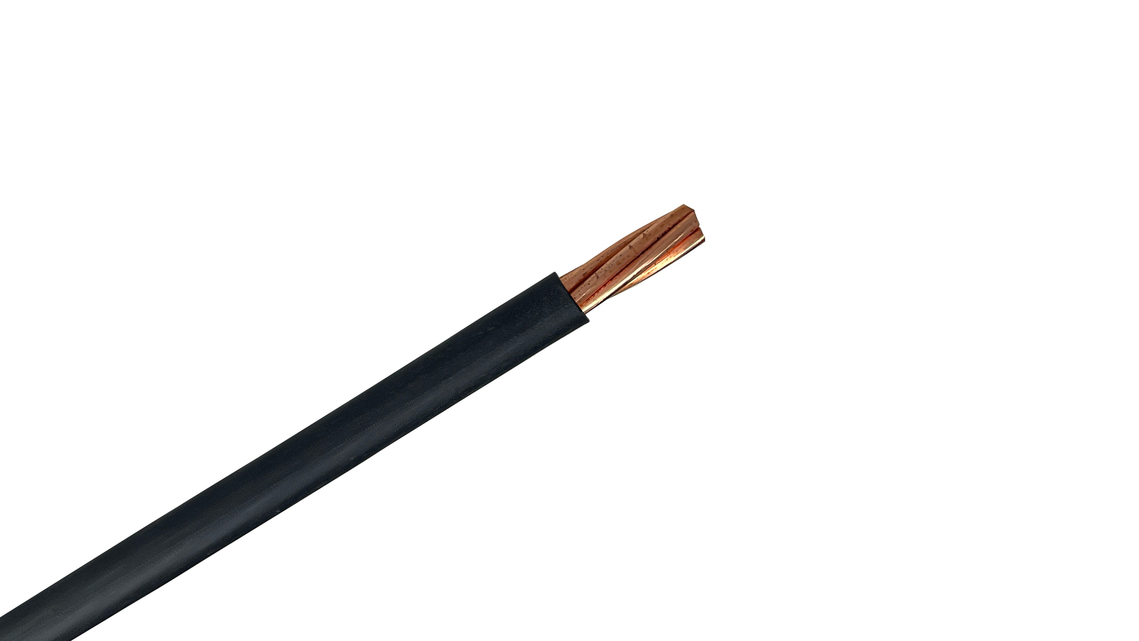 #2 AWG Copper XHHW-2 Wire, 600V Black XLPE Insulated Power Cable, 90°C Wet/Dry Rated Industrial Copper Conductor.